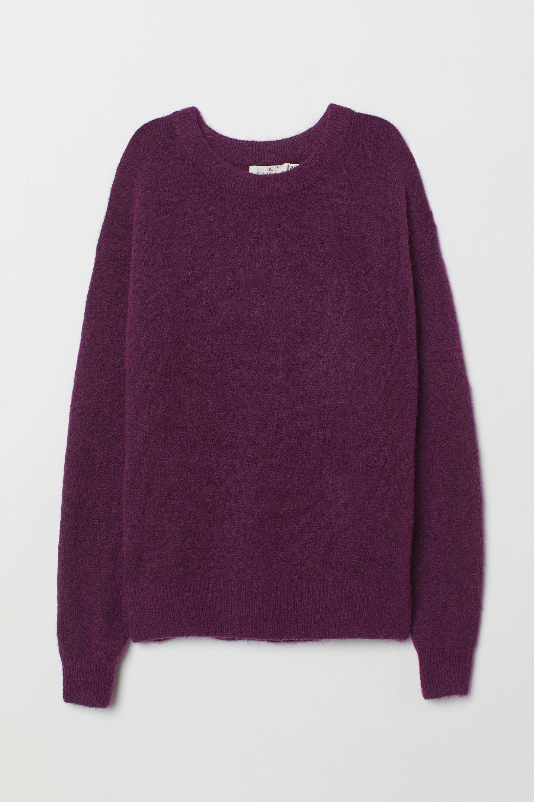 View larger image: Fine-knit, wool-blend jumper - Dark purple marl - Ladies | H&M 1