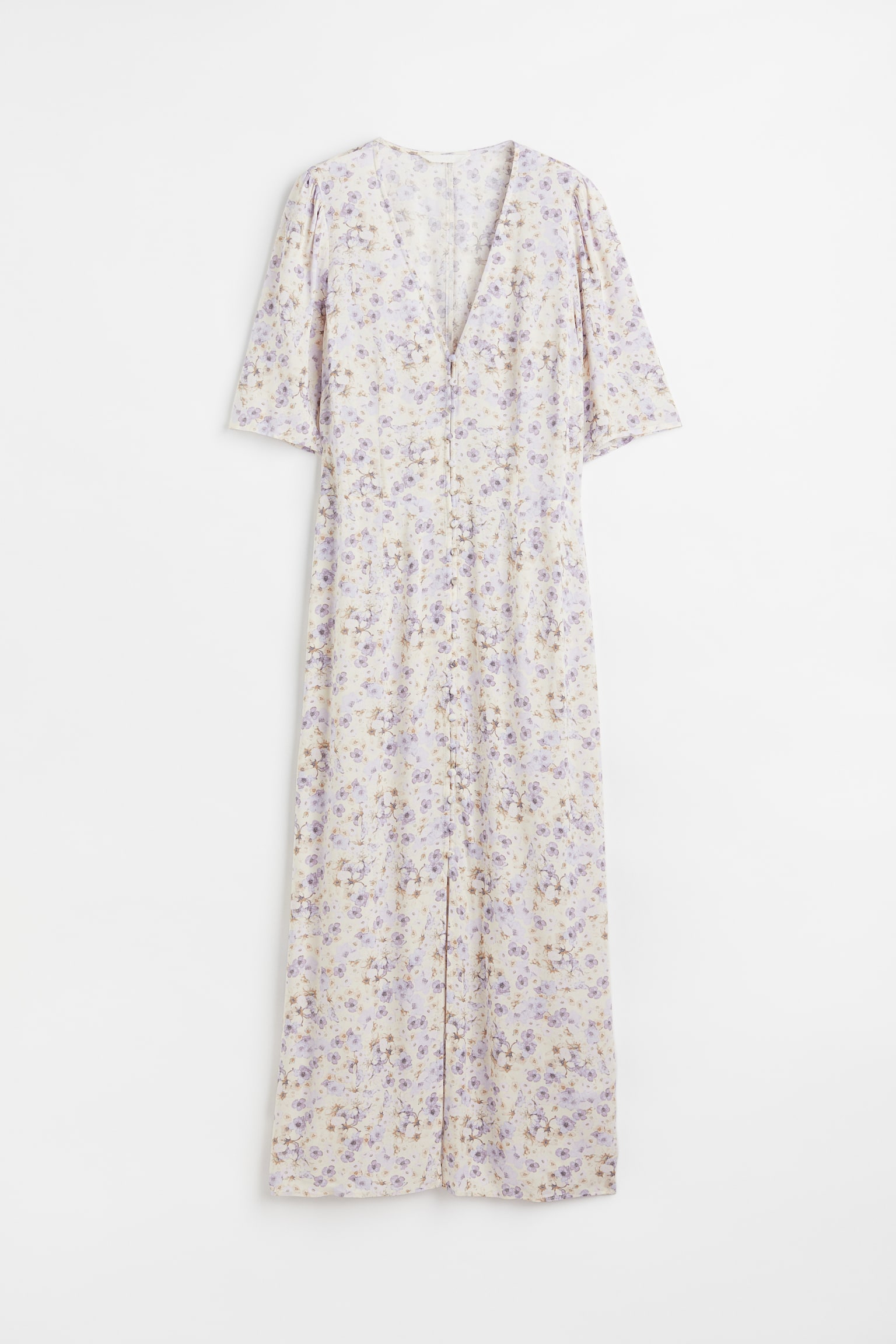 Sukienka z guzikami - Kremowy/Drobne kwiaty