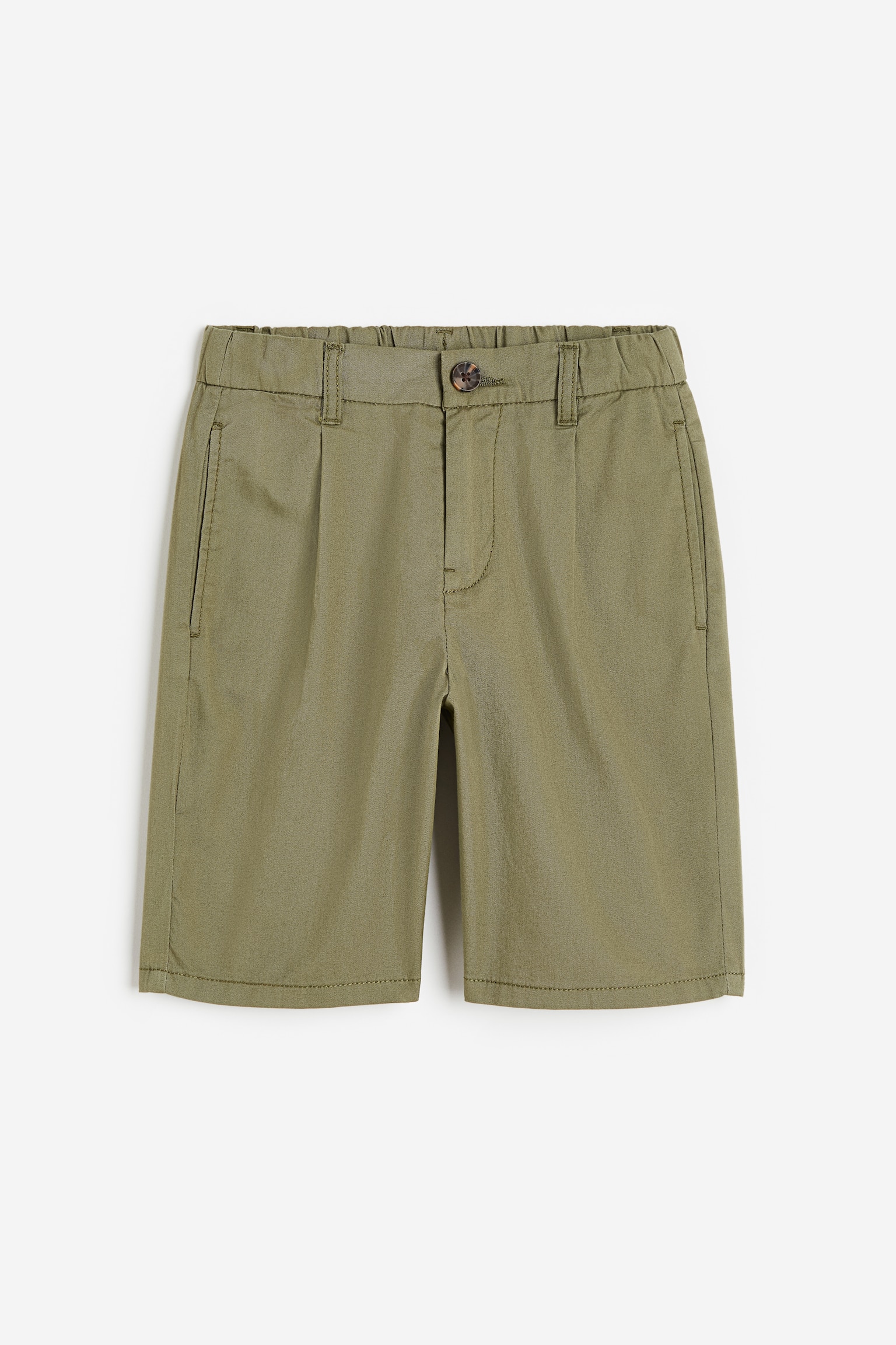 Cotton chino shorts - Khaki green/Beige - 1