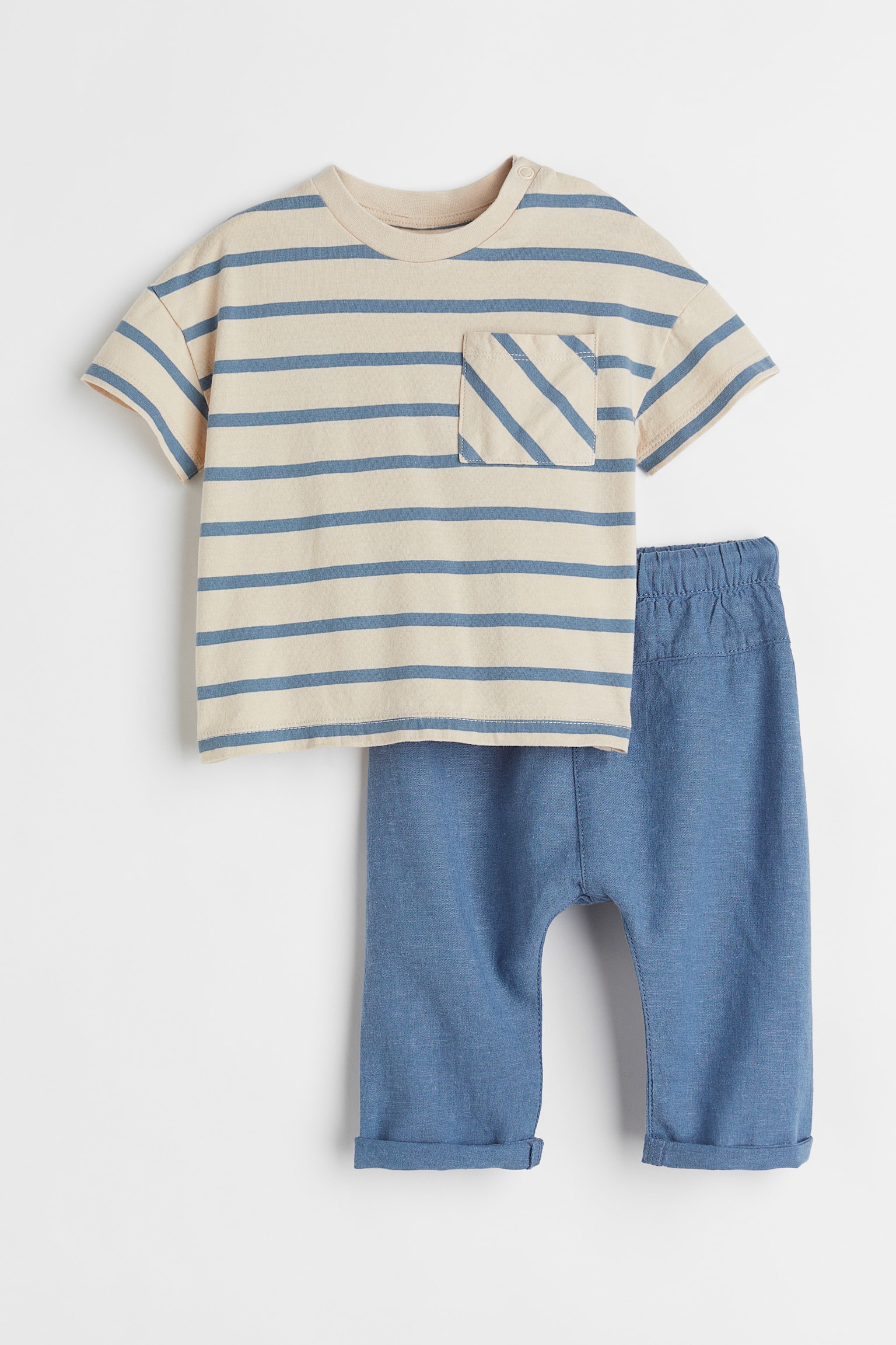 2-piece set - Blue/Striped - 1