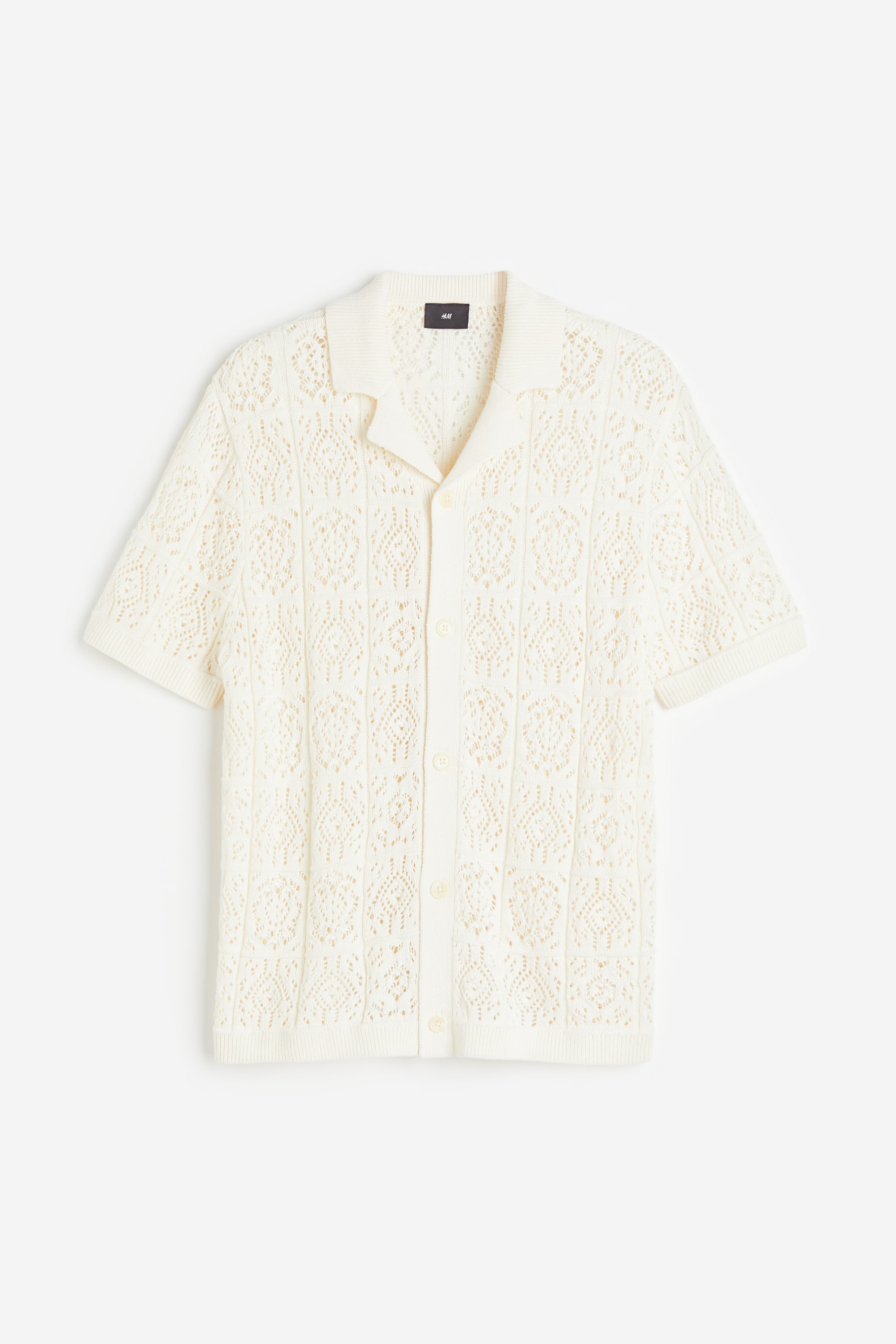 Regular Fit Crochet-look Resort Shirt