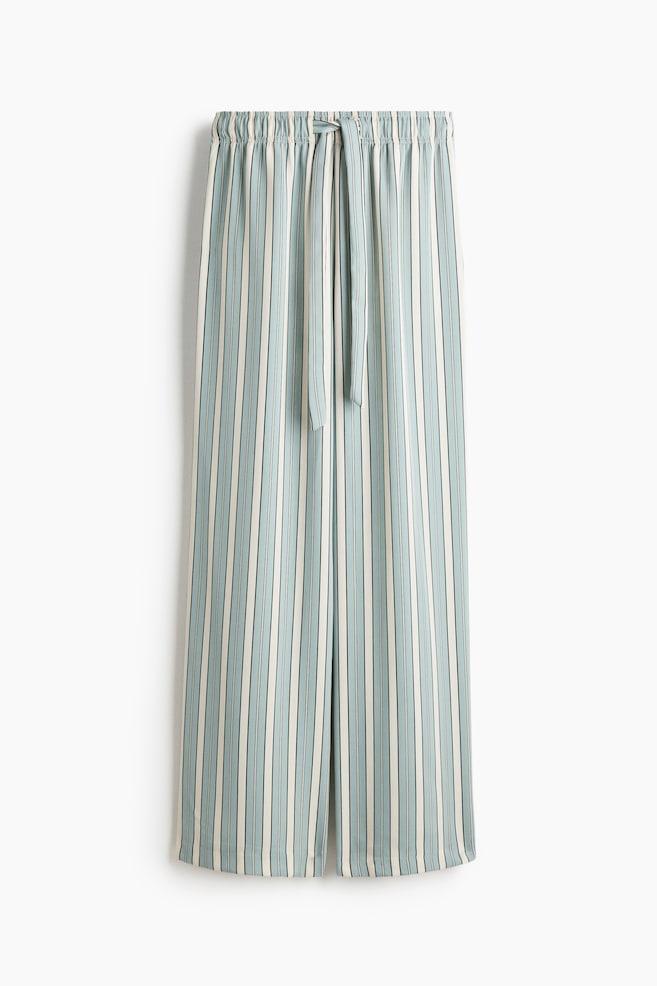 Drawstring twill trousers - Light turquoise/Striped/Light beige/Brown striped/Black/Striped/Mole/Burgundy/Black/Floral - 1