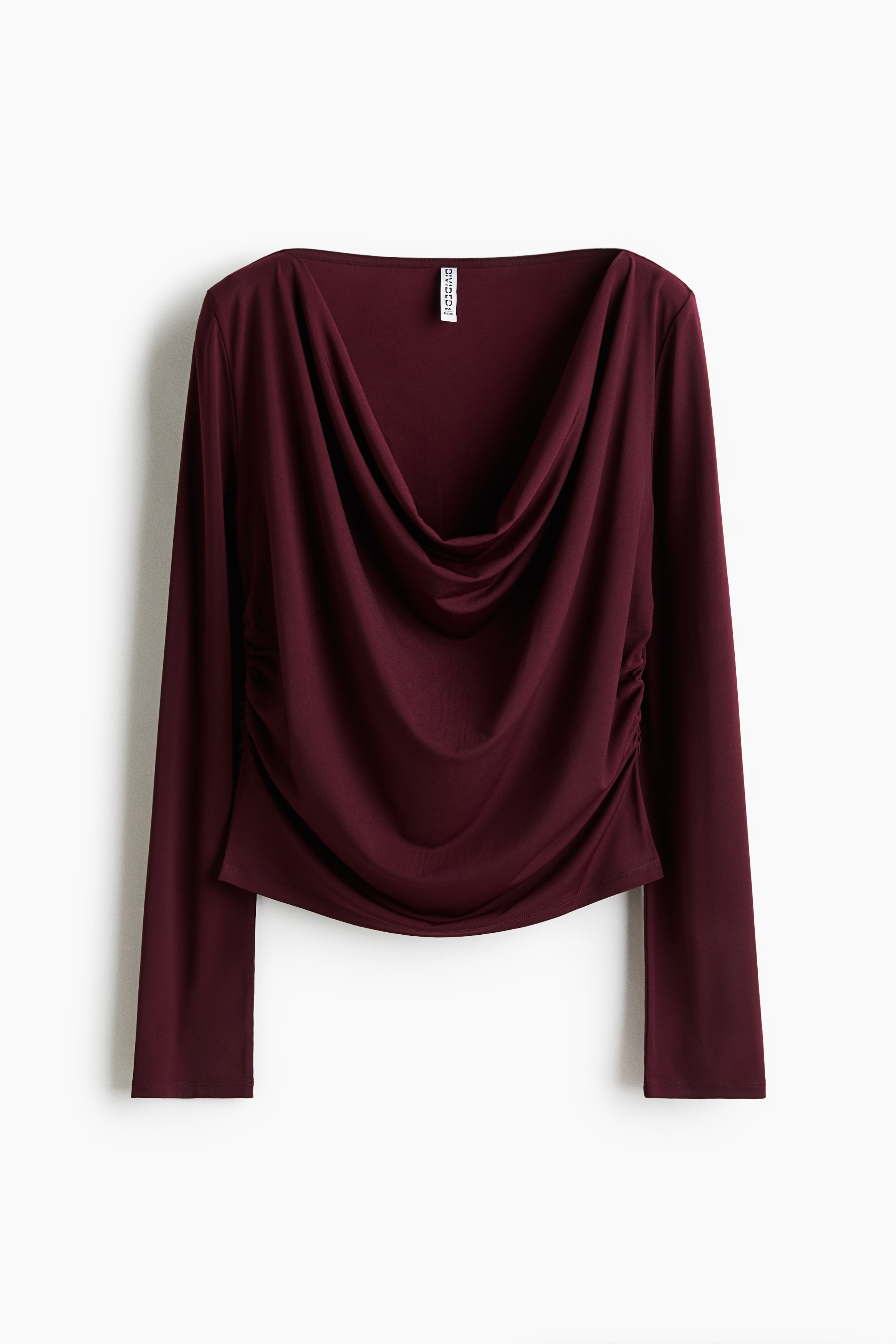 Draperad trikåtopp - Vinröd/Mörkbrun/Mörkgrå