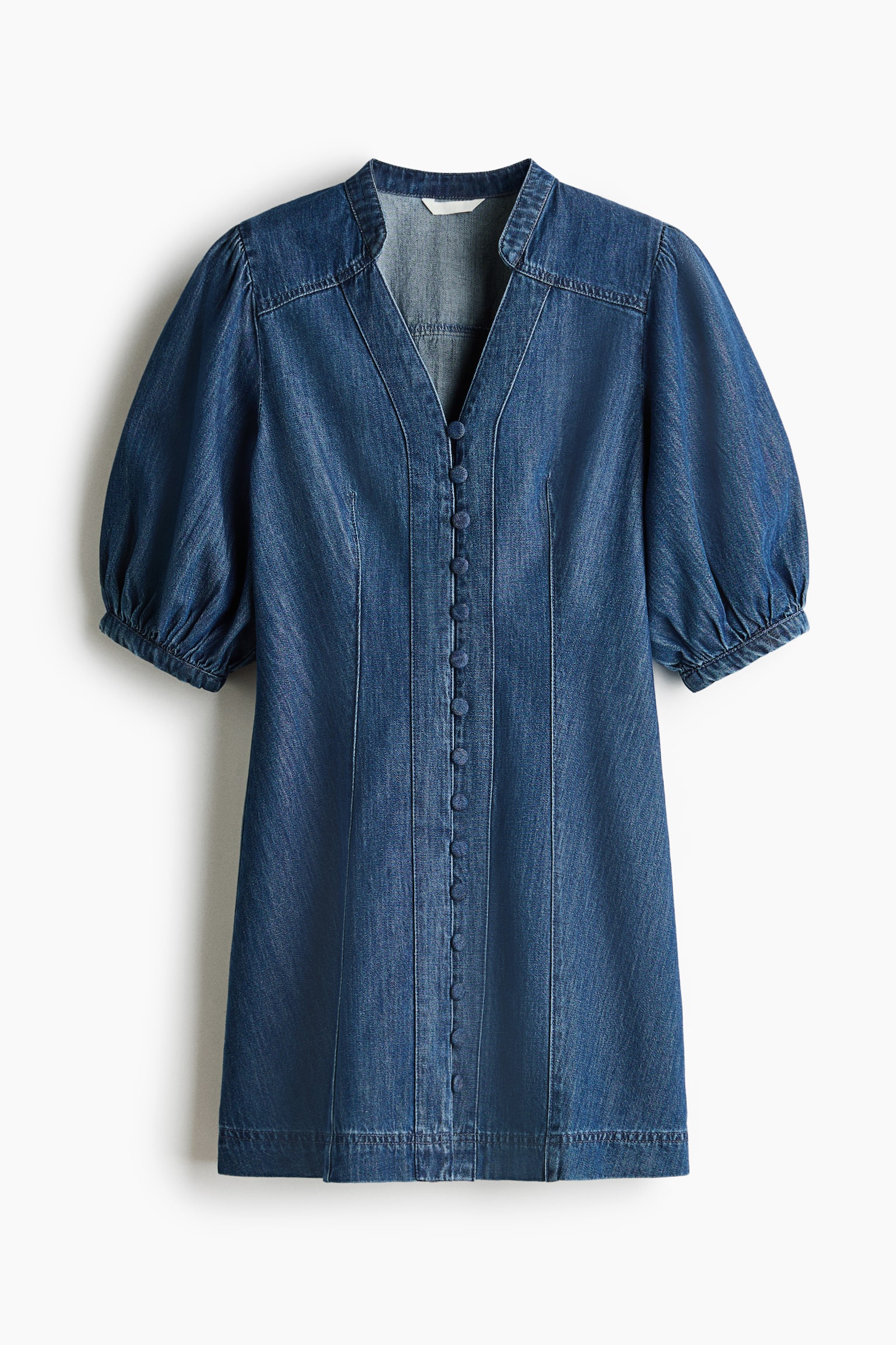 Denimkleid mit Puffärmeln - Denimblau/Helles Denimblau - 1