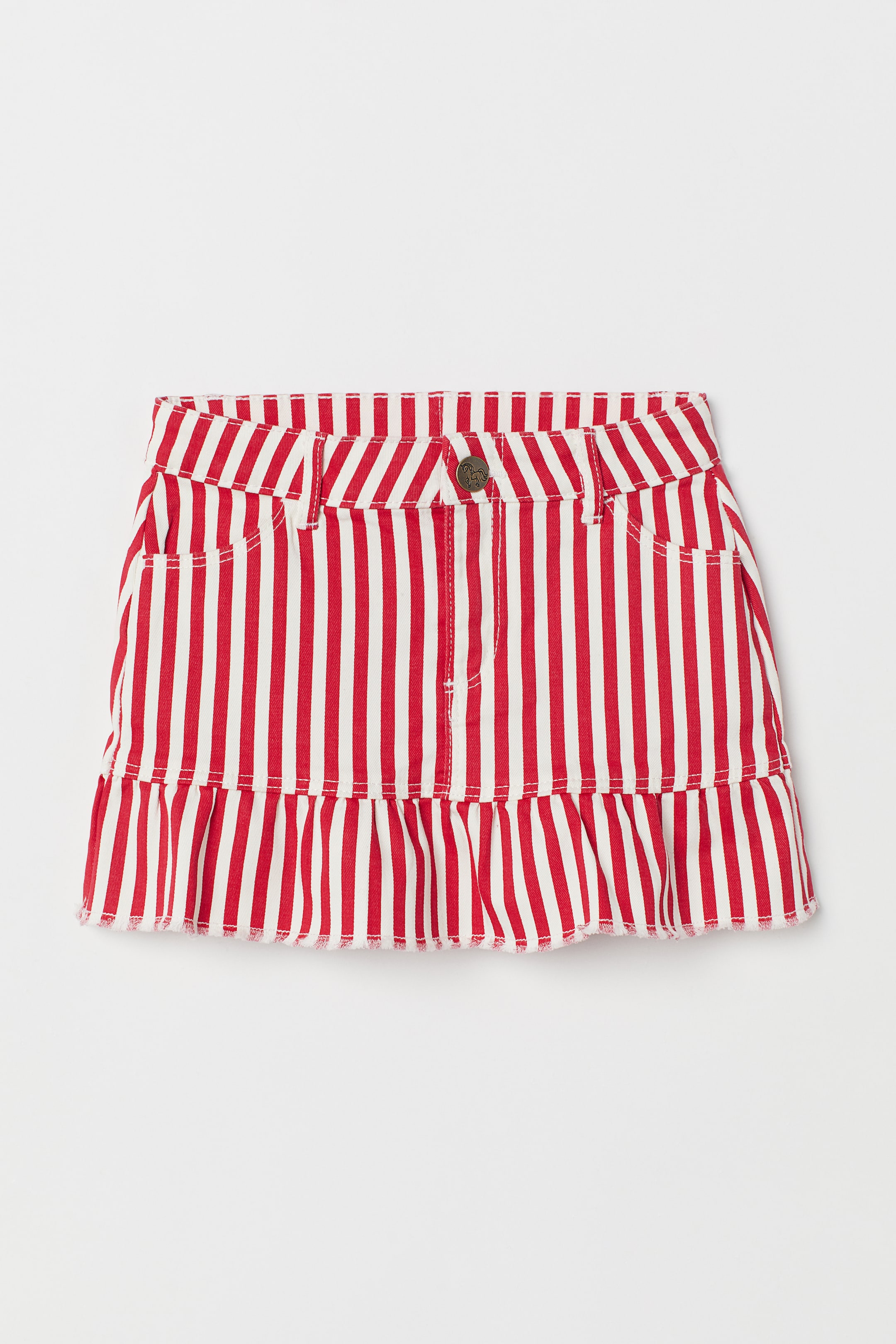 Flounced skirt - Red/White striped - Kids | H&M GB