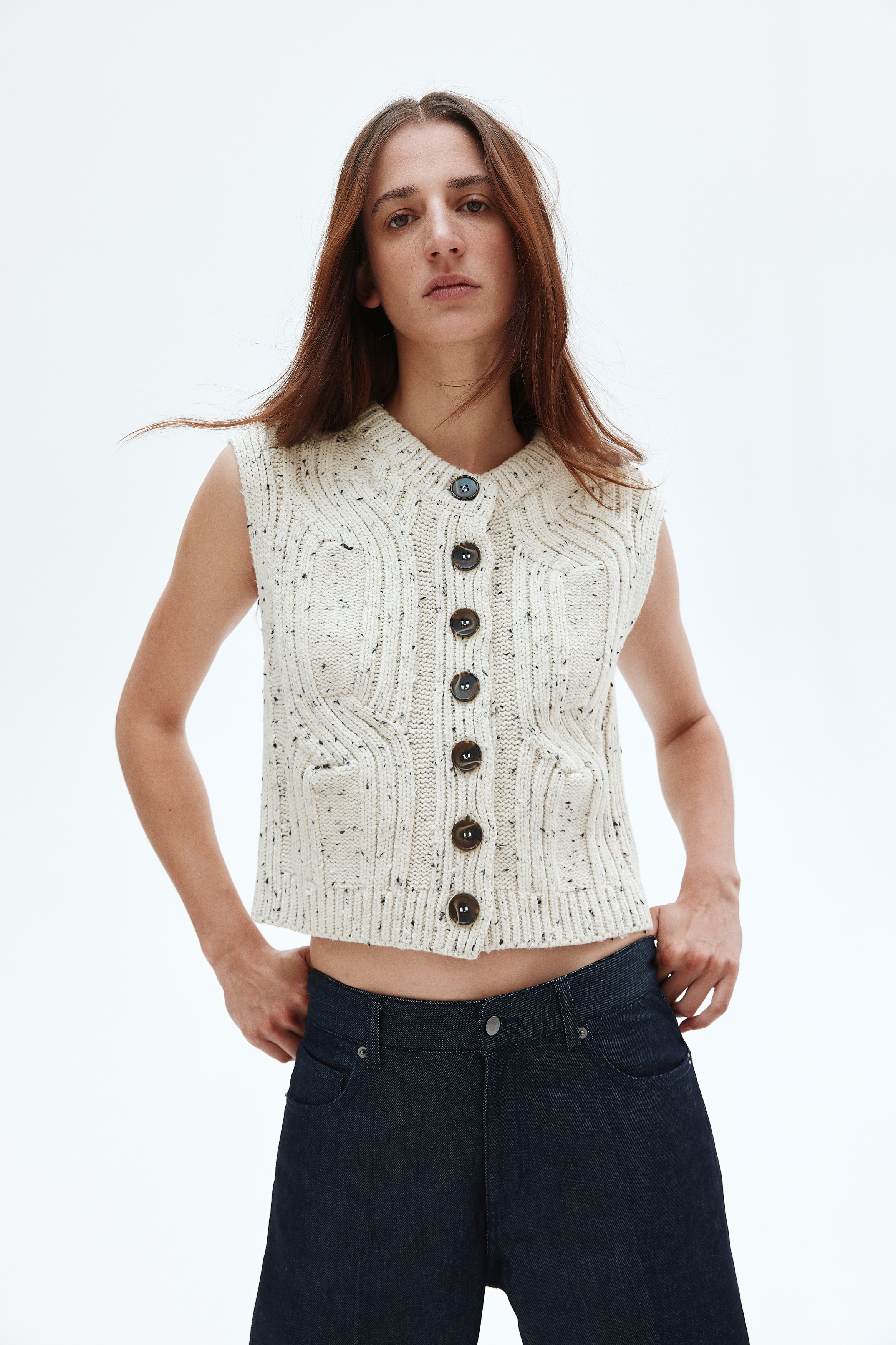 Cable-knit waistcoat