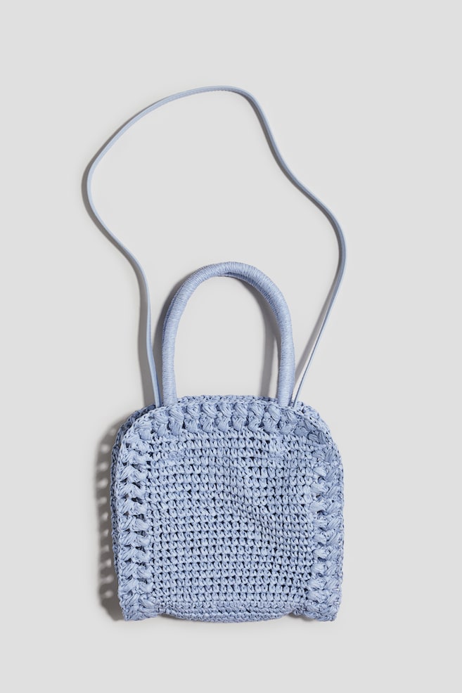 Sac crossbody en paille - Bleu clair/Beige - 1