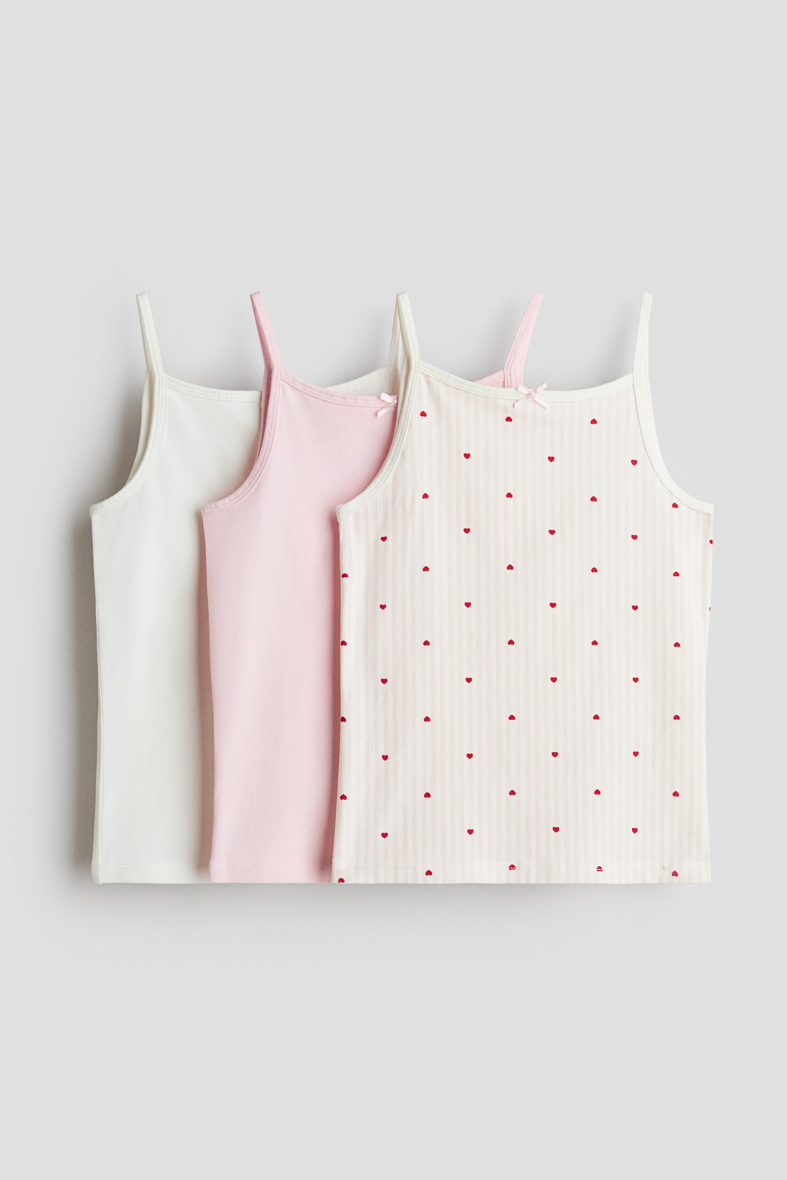 3-pack jersey vest tops - Light pink/Hearts/Light pink/Unicorns/White/Pink/Black/White/White/Cherries/White/Light pink/Hearts/Light grey marl/Light pink