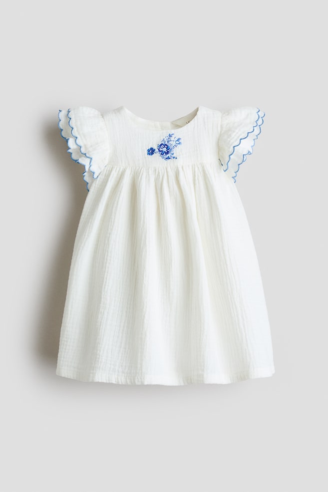 Robe en coton avec broderie - Blanc - 1