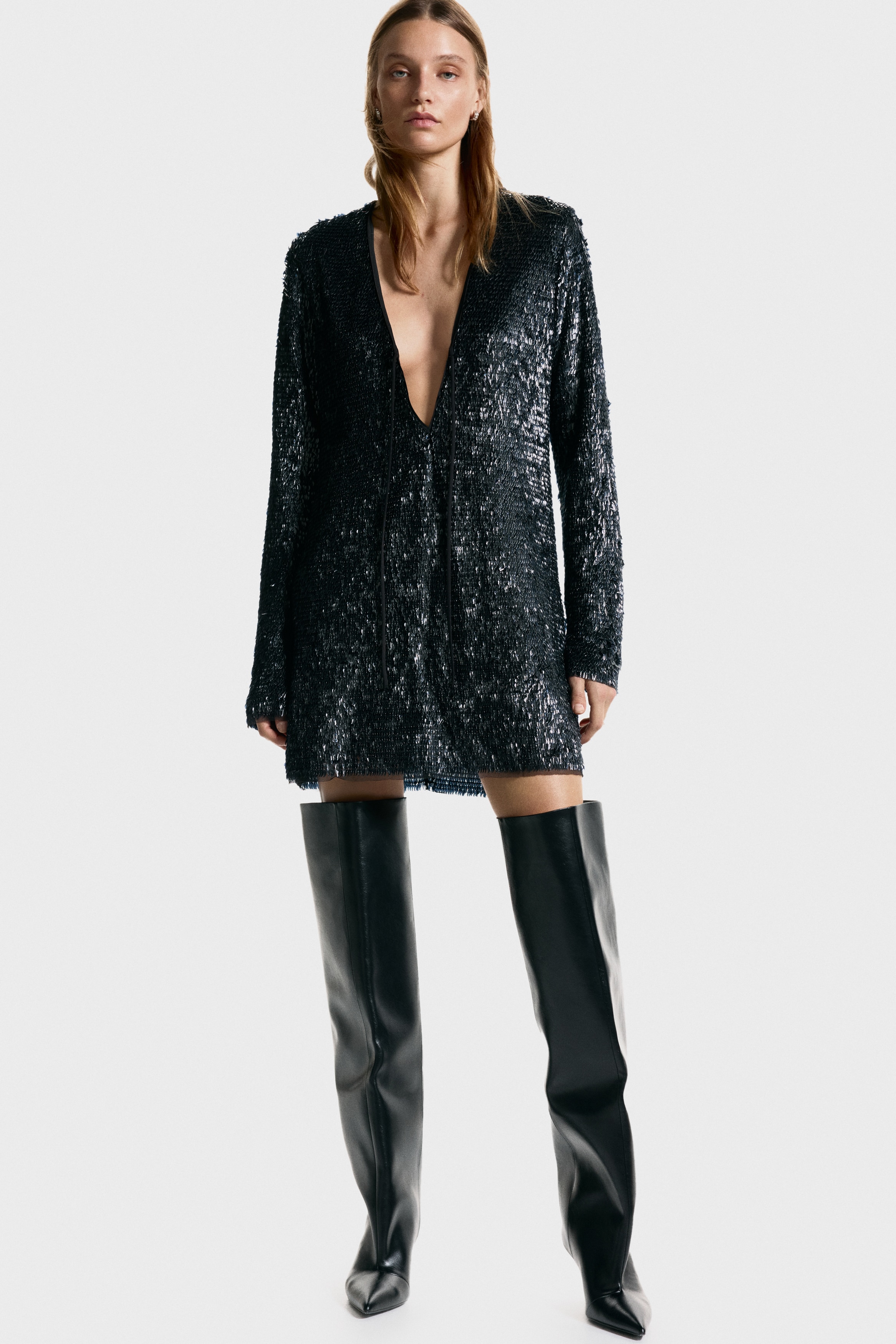 Embellished V-neck dress