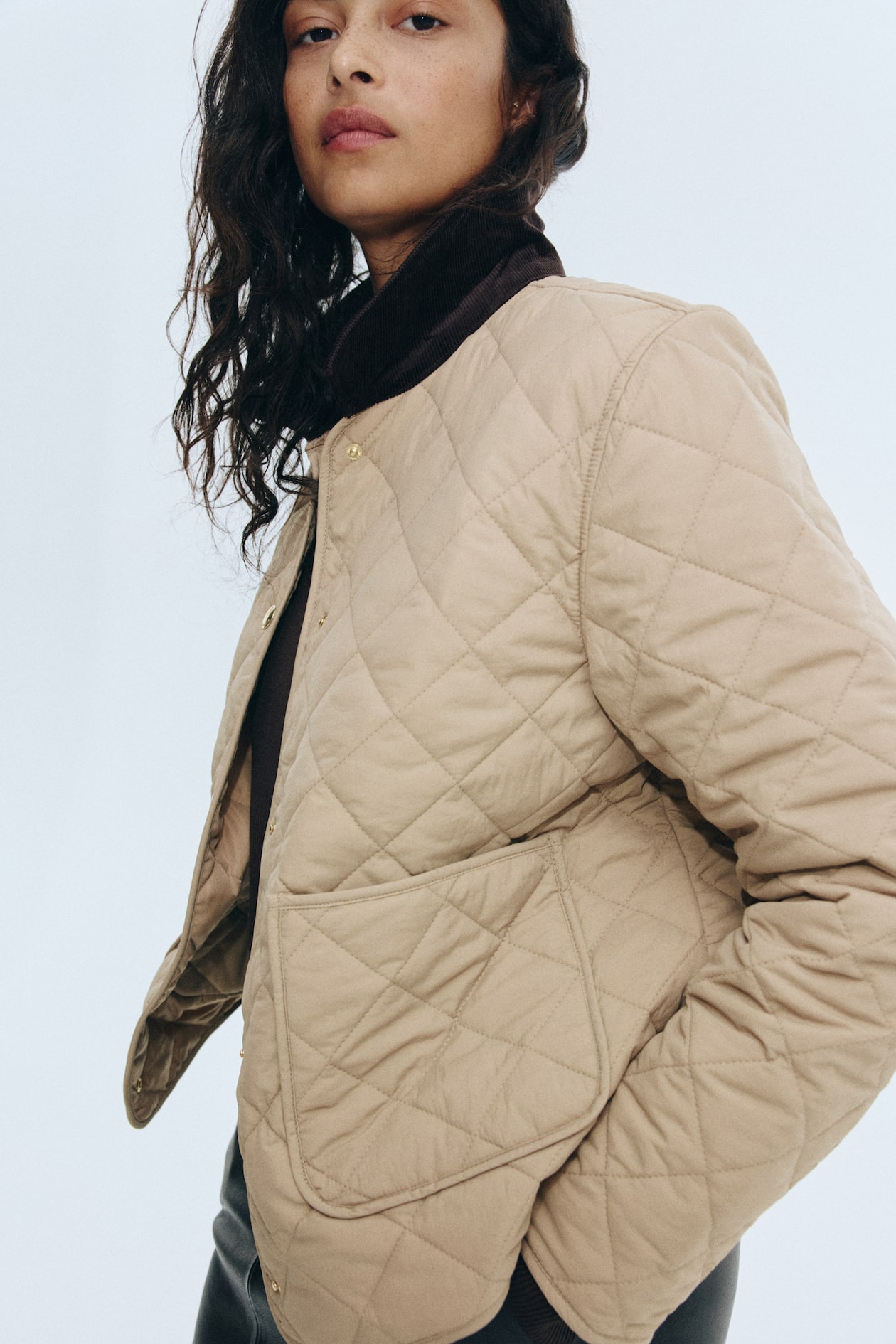 Quilted Jacket with Corduroy Collar - image 4