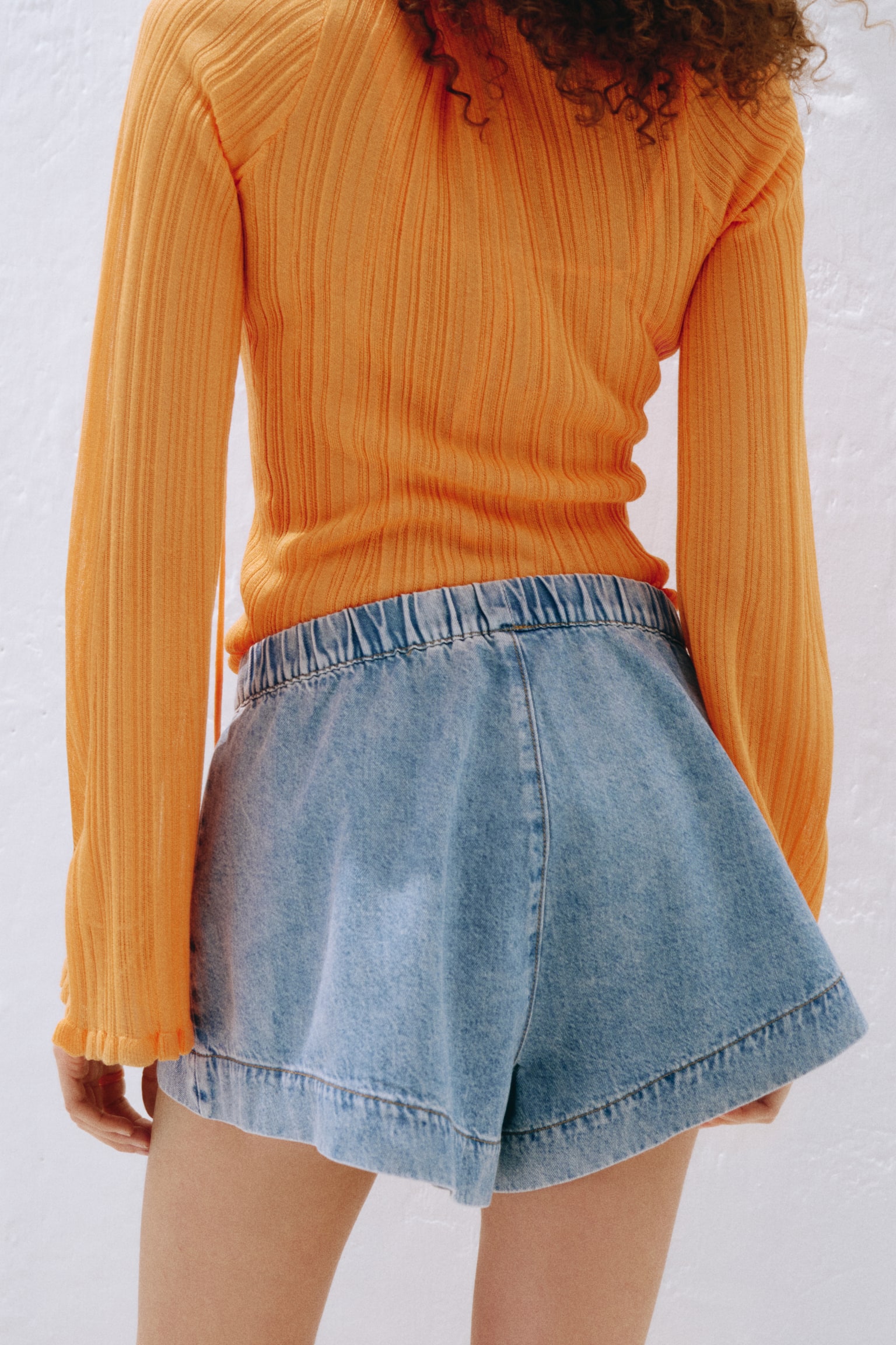 Женские шорты H&M Denim Pull-On, цвет: Светлый джинсовый синий — фото 4