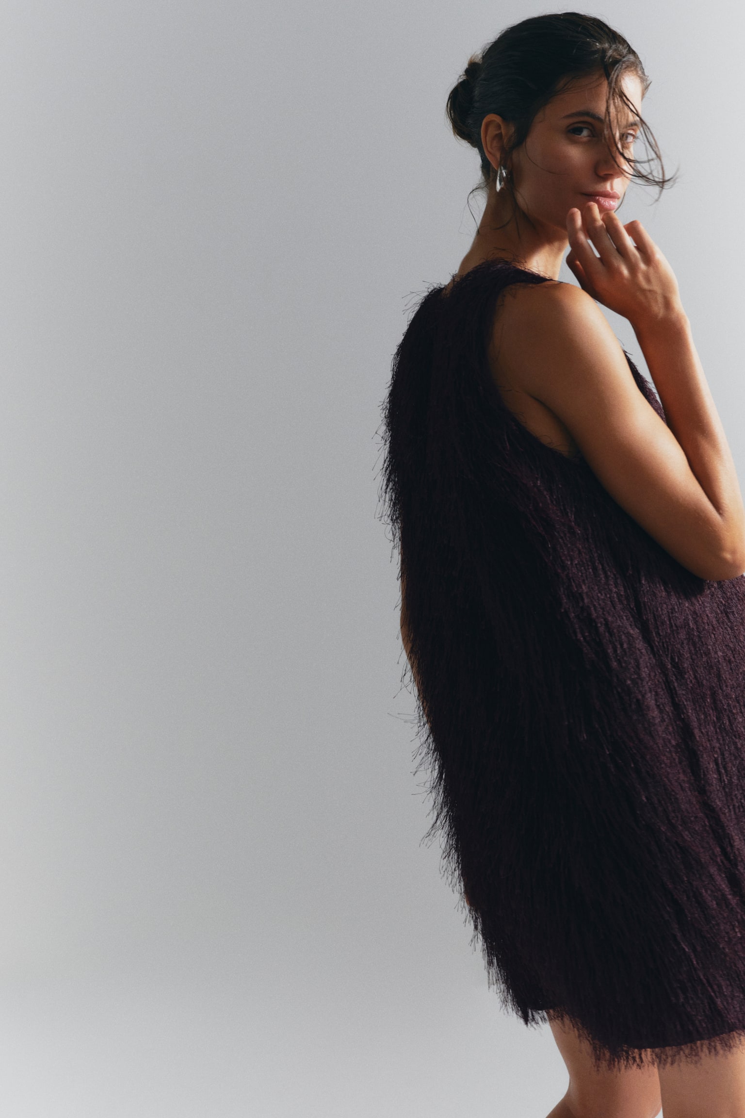 Женское платье H&M Mama Fringed, цвет: Тёмный фиолетовый — фото 5