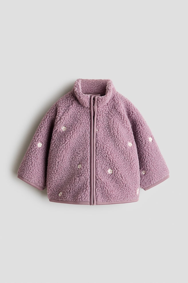 Printed teddy jacket - Purple/Floral/Light beige/Hearts/Light beige/Cars/Blue/Checked/Cream/Cherries/Light dusty blue/Cherries - 1