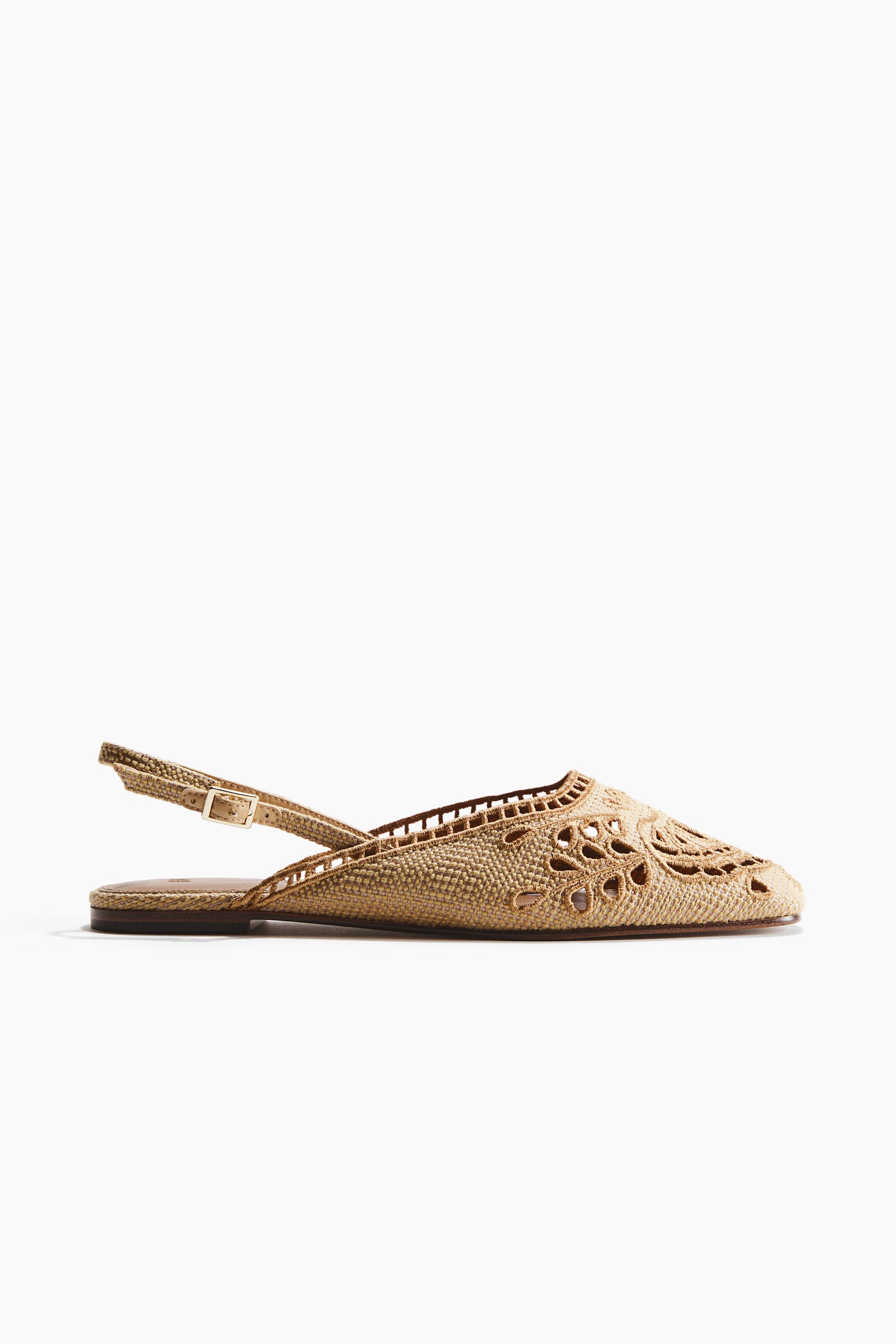 Broderie anglaise slingbacks - Dark beige/Cream - 3
