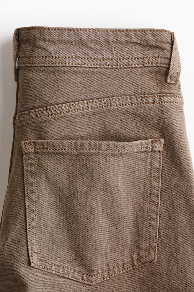 Wide High Waist Ankle Jeans - Beige - 5