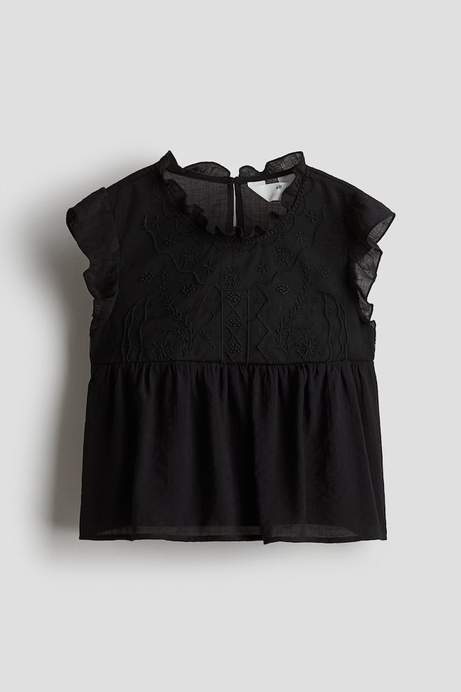 Blouse avec dentelle - Noir/Rouge foncé - 1
