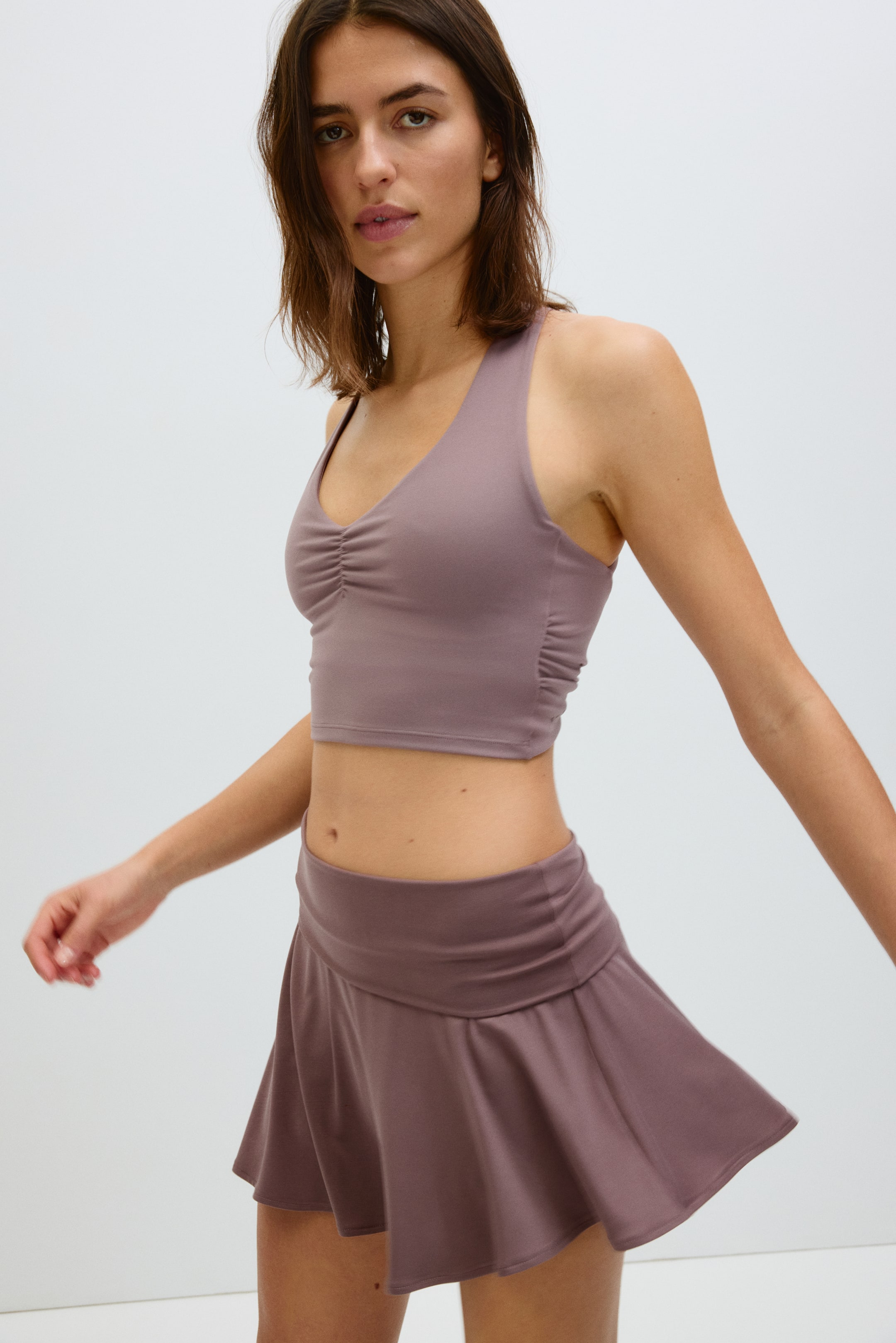 Asymmetric Yoga Skirt with Foldover Waist
