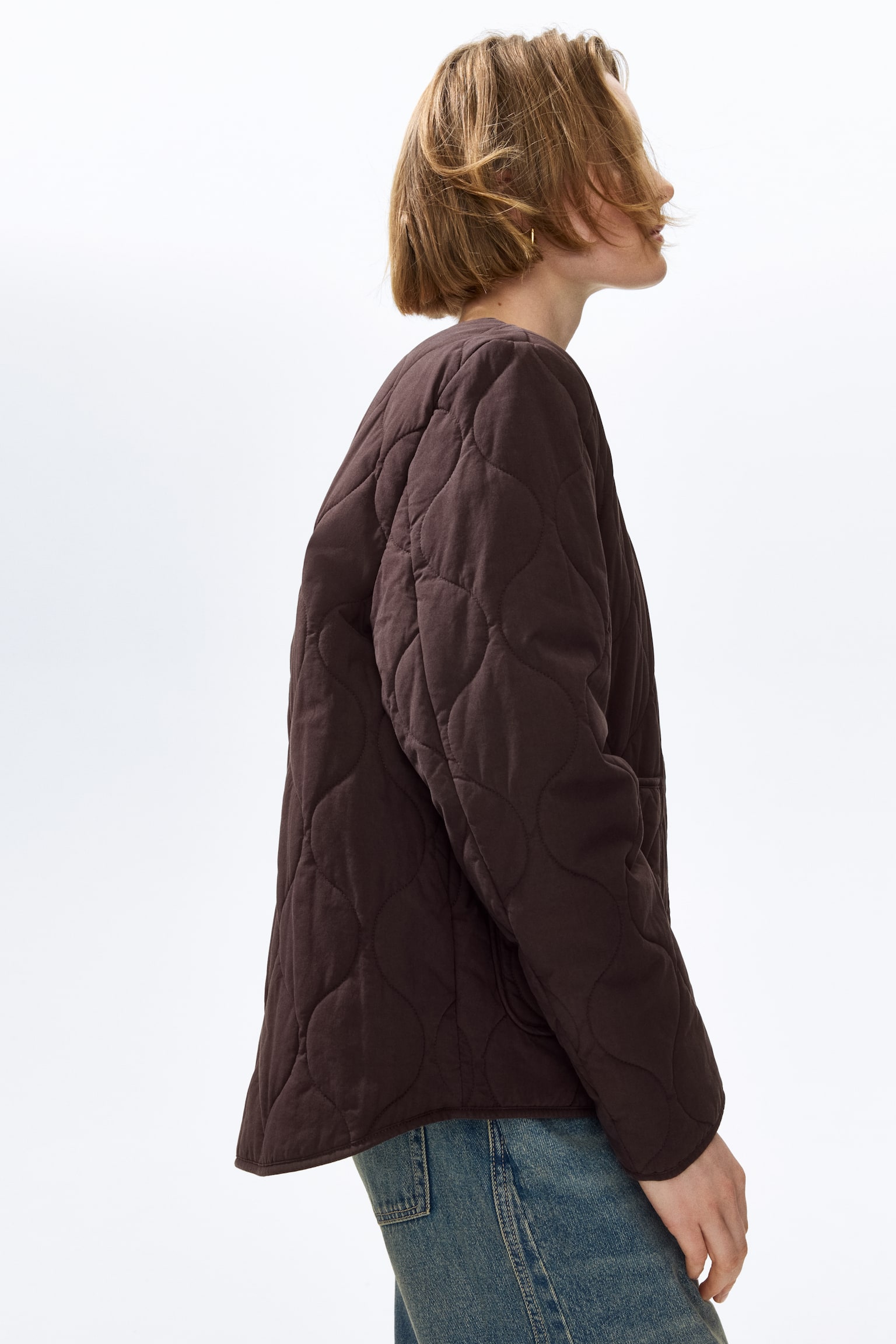 Женская куртка H&M Quilted, цвет: Тёмный коричневый — фото 6