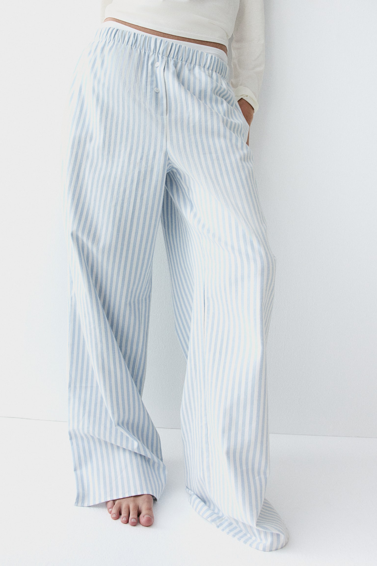 Pyjamas - White/Light blue striped/Light grey marl/Striped - 5