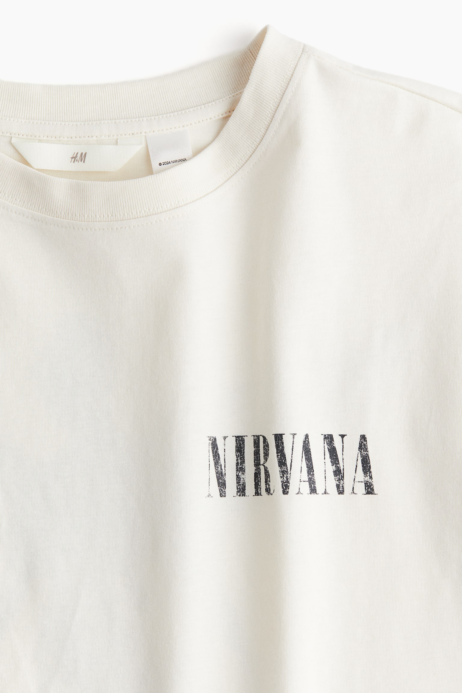 Oversized T-shirt med tryck - Crèmevit/Nirvana/Vit/The Rolling Stones/Gråmelerad/Stanford University - 6