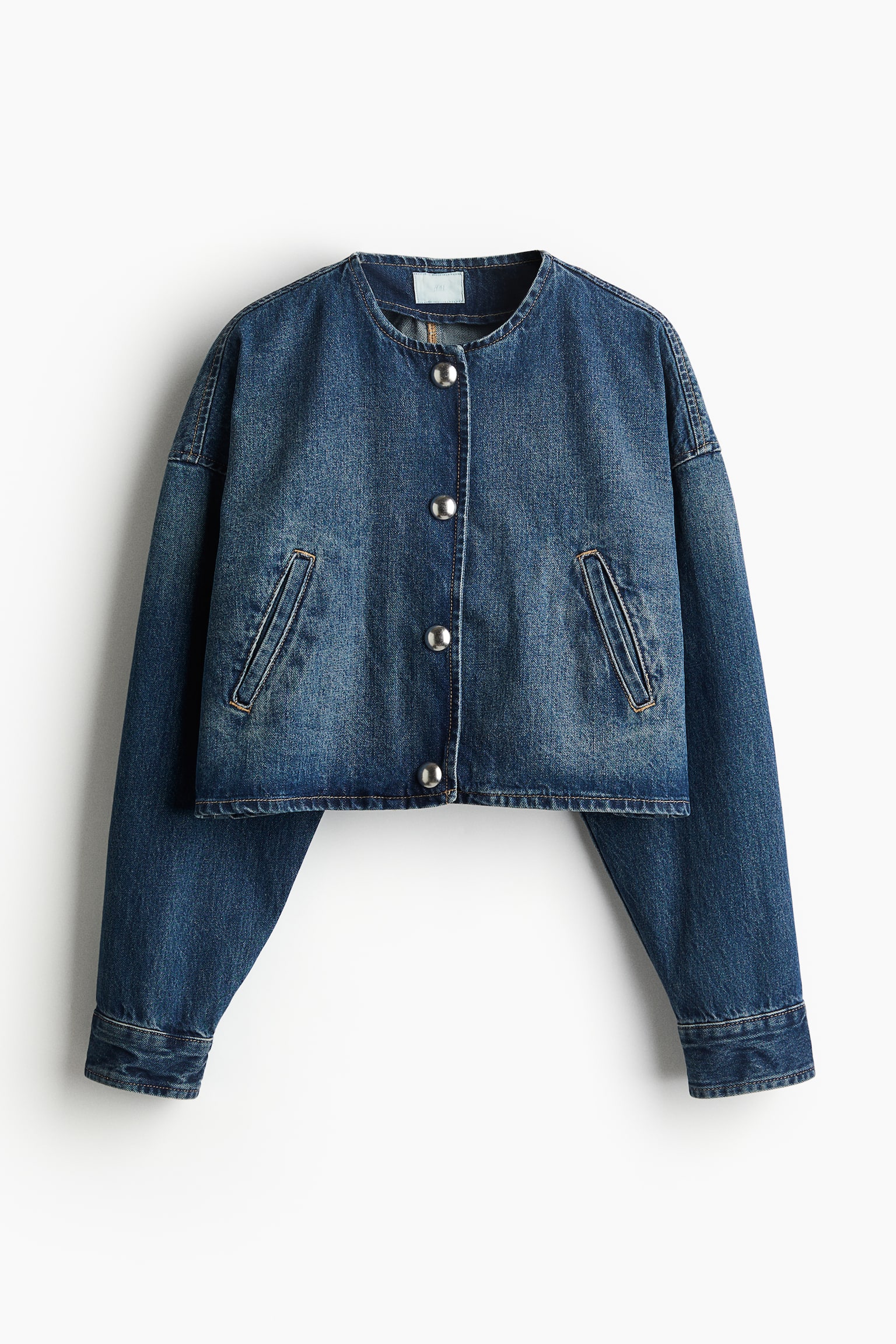 Oversized button-front jacket - Dark denim blue/Light blue/Black - 2