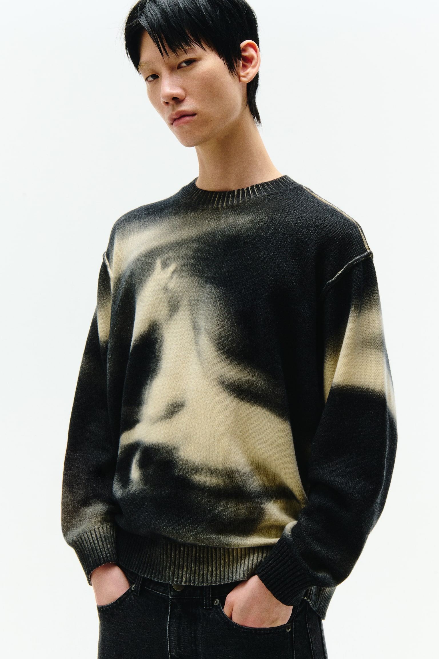 ルーズフィット プリントセーター - ブラック／ホース - 6