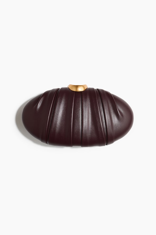 Coated Clutch Bag with Chain Strap - Burgundy - 1