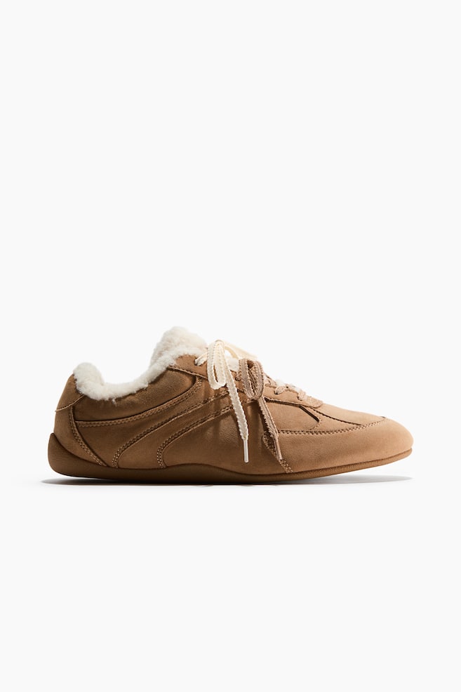 Warm-lined trainers - Dark beige - 1