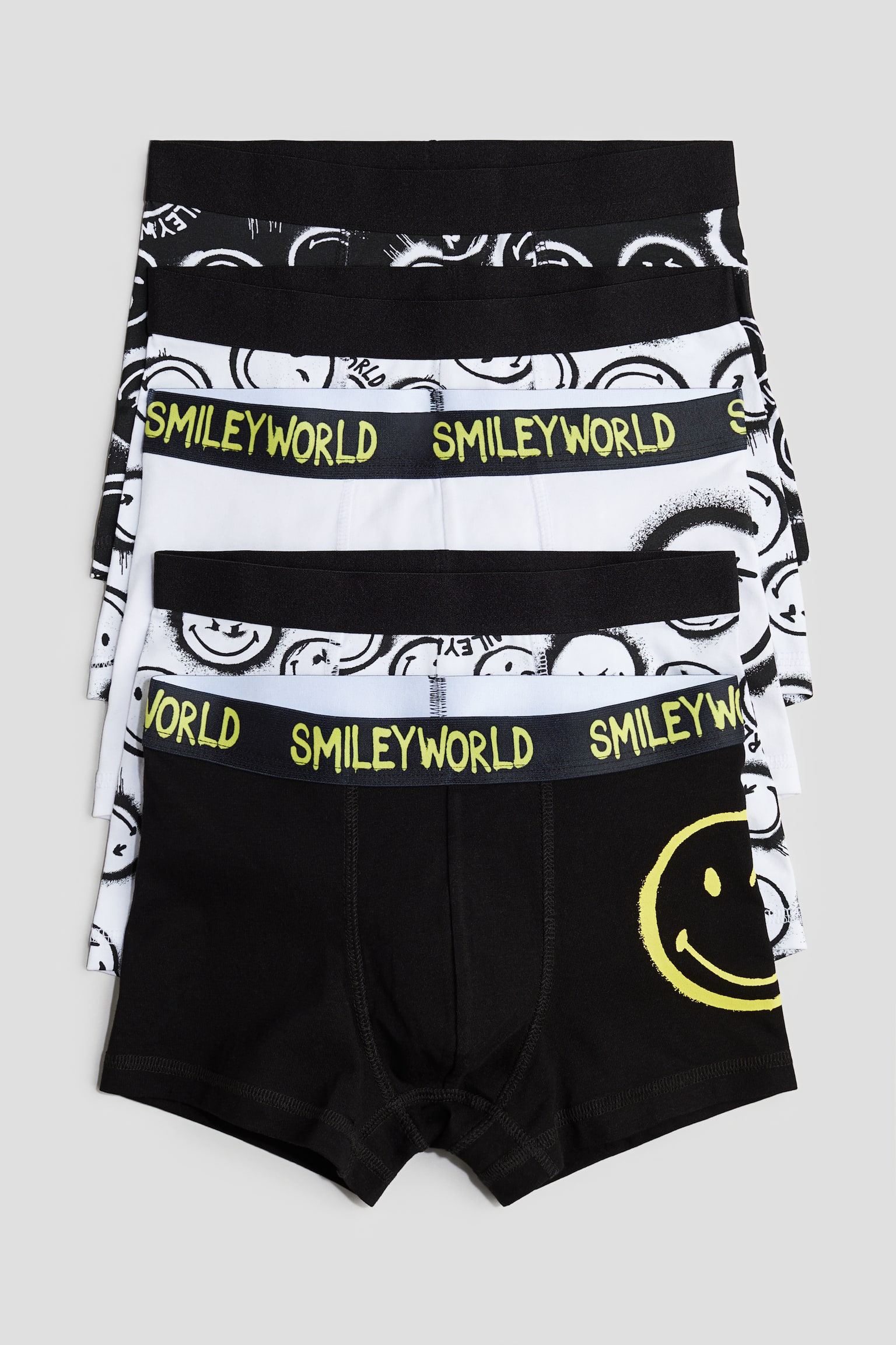 5-pack trunks - White/SmileyWorld®/Black/SmileyWorld®/Pink/SpongeBob SquarePants/Light grey marl/Garfield - 1