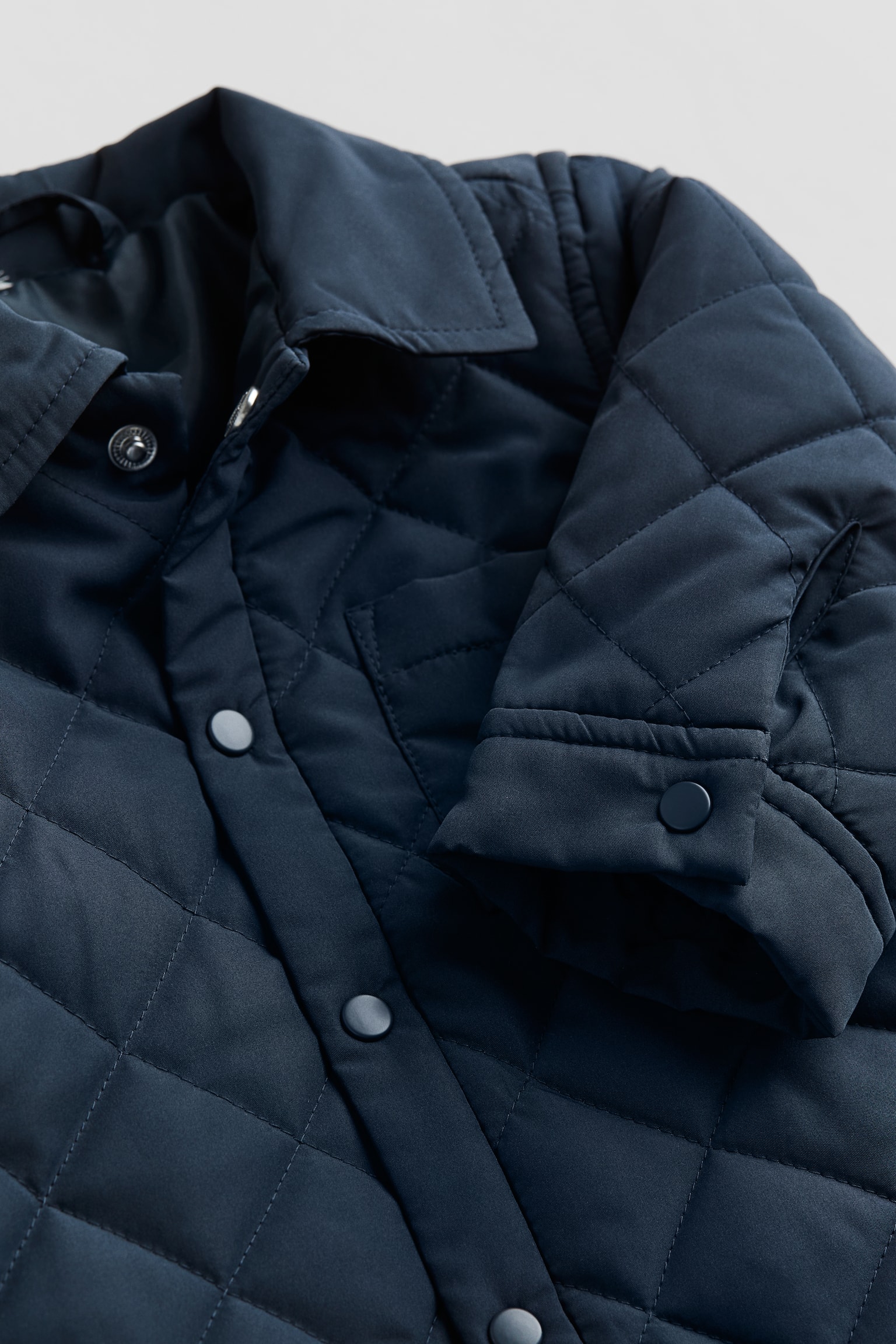 Quilted Shirt Jacket - Navy blue/Light khaki green - 2