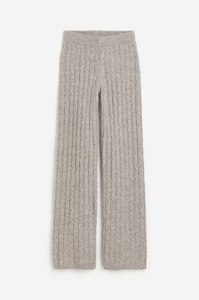 Cable-knit trousers - Greige/Natural white/Black - 2