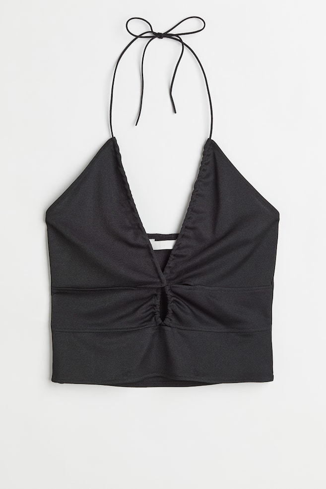 Ribbed cut-out top - Black - 1