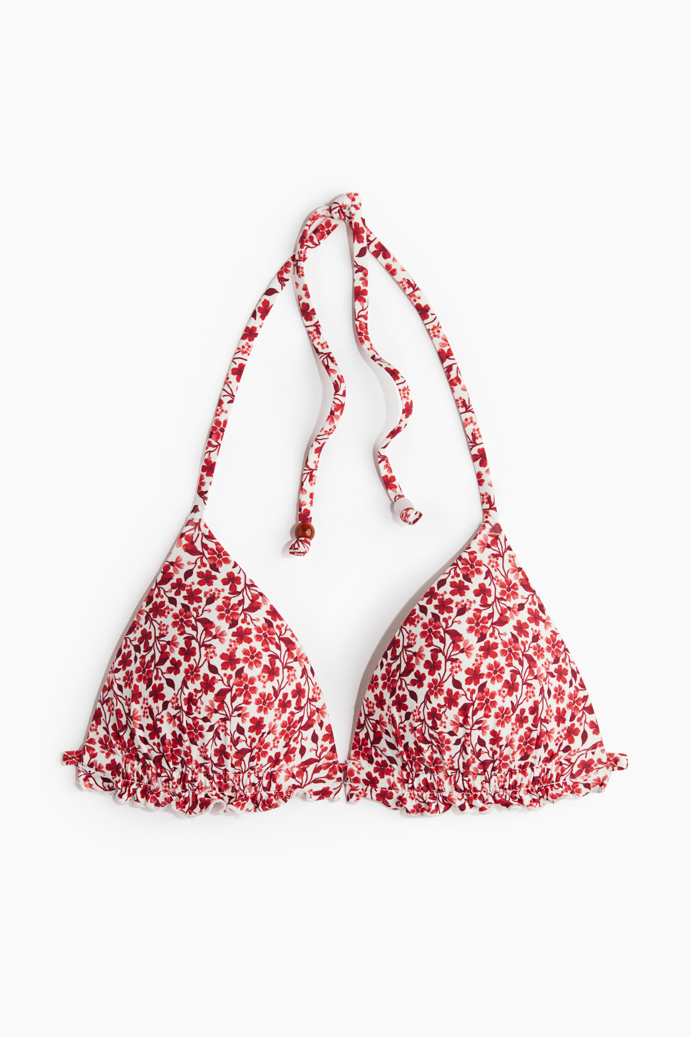 Push-Up Triangle Bikini Top - Red/floral/White