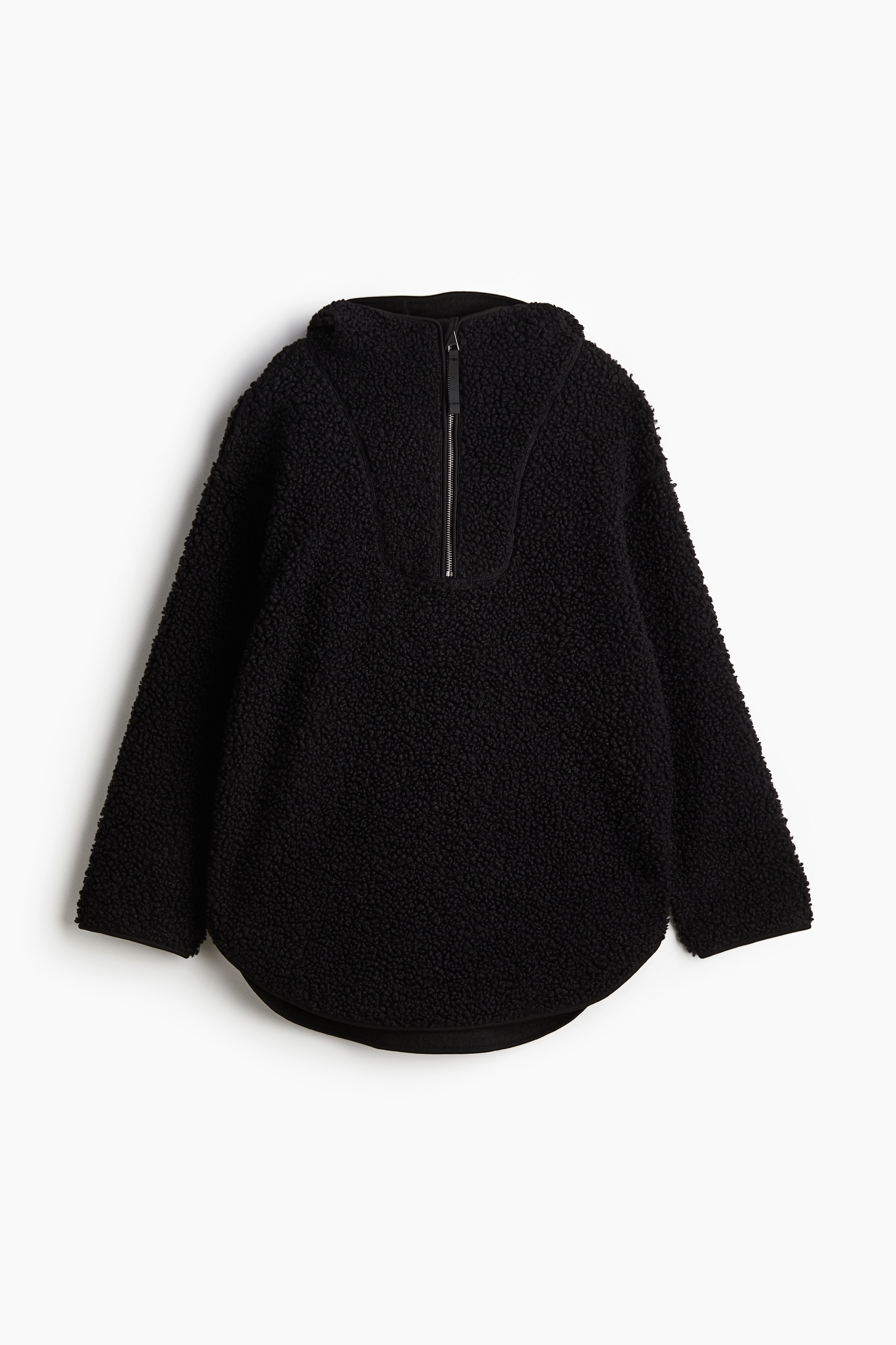 Ladies - Black Oversized fleece hoodie - Size: XS  - H&M