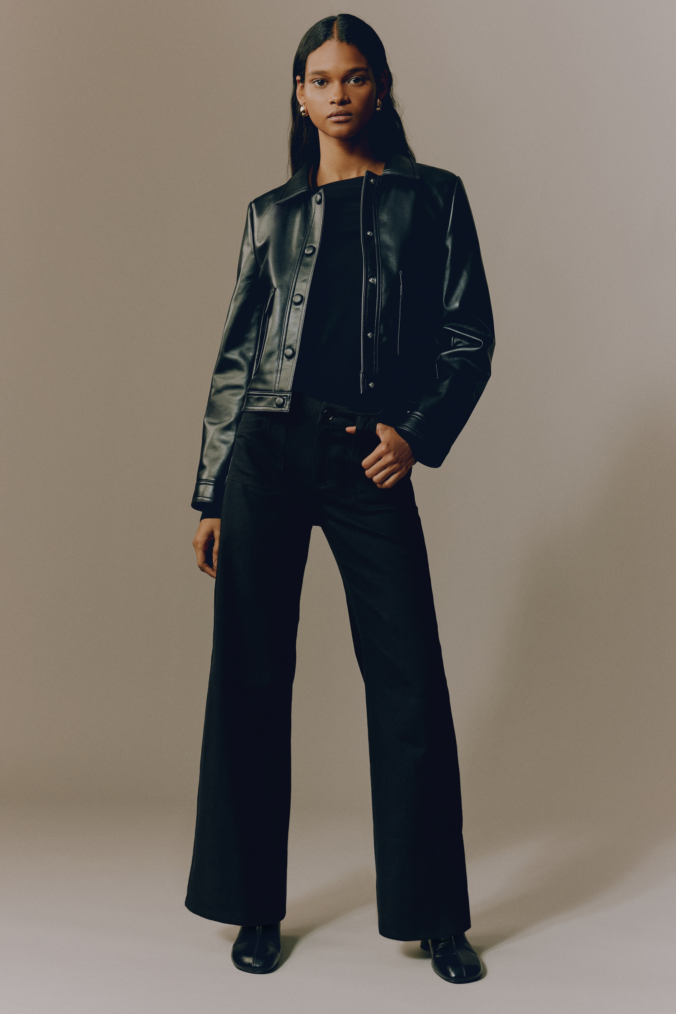 Φαρδύ παντελόνι από ντιαγκονάλ ύφασμα - Μαύρο/Χακί/Μπεζ