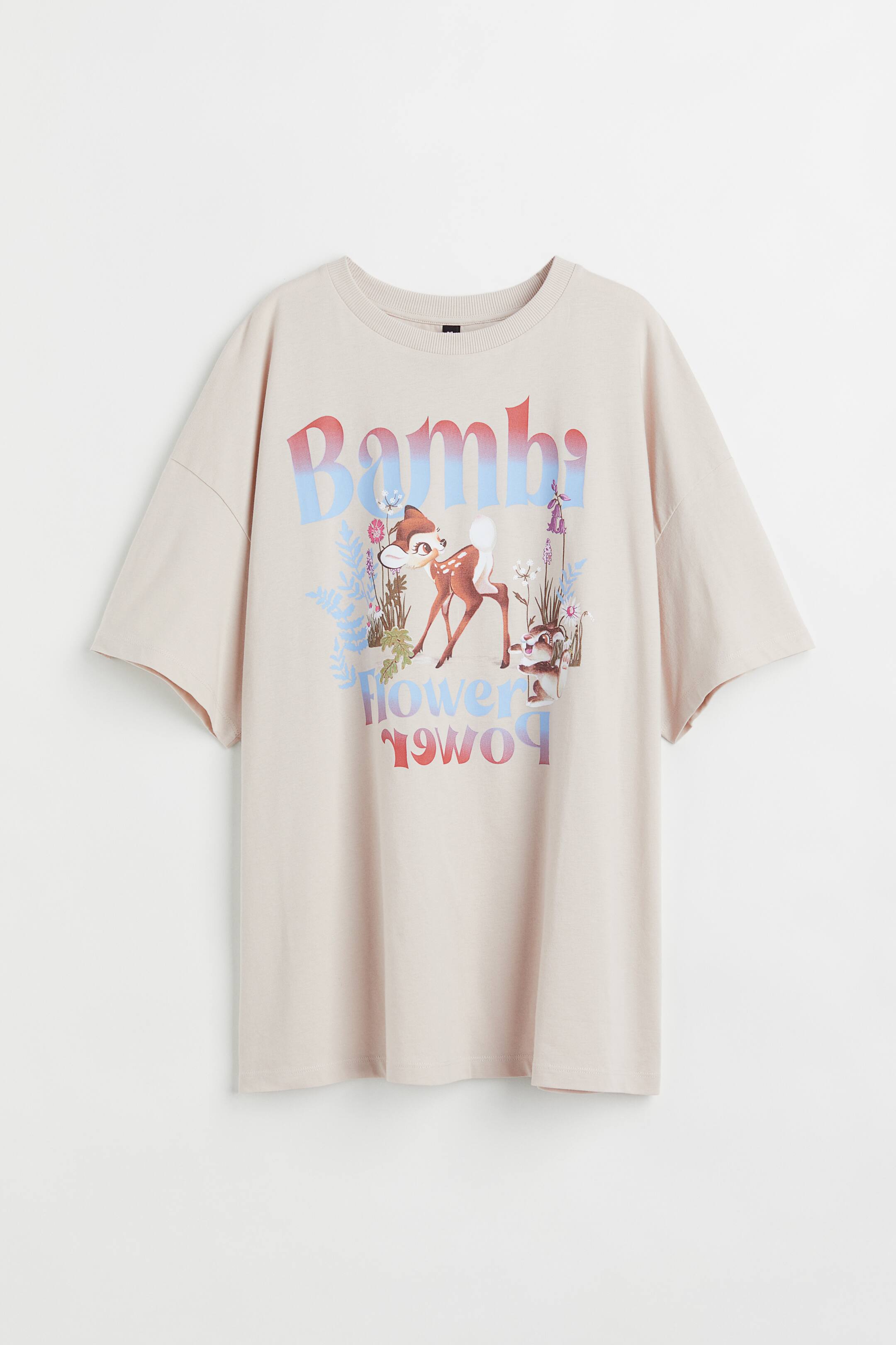 View larger image: Oversized printed T-shirt - Light beige/Bambi - Ladies | H&M 1