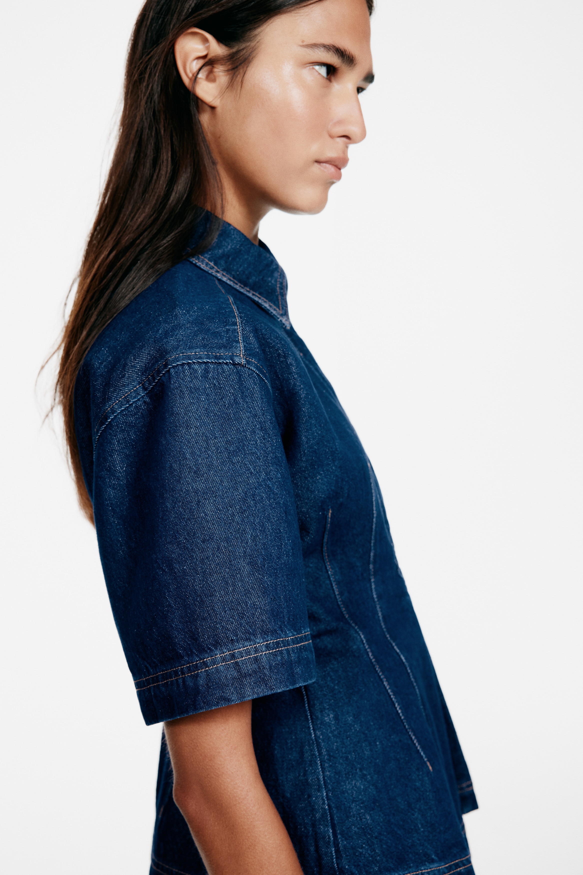 Waisted denim shirt