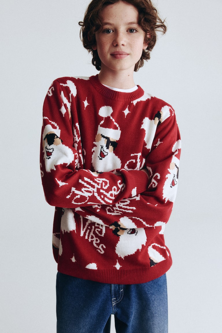 Jacquard-Knit Sweater Red/Santas Kids H&M US