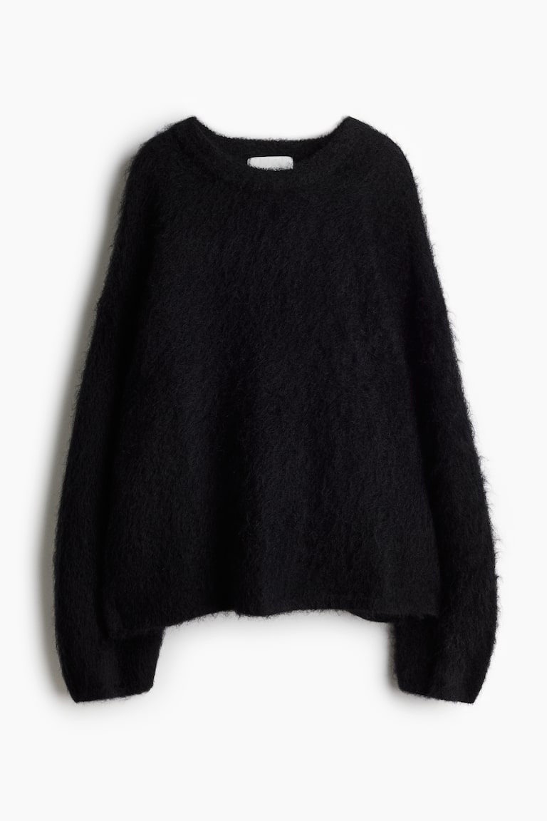 Oversized mohair-blend jumper Black Ladies H&M GB