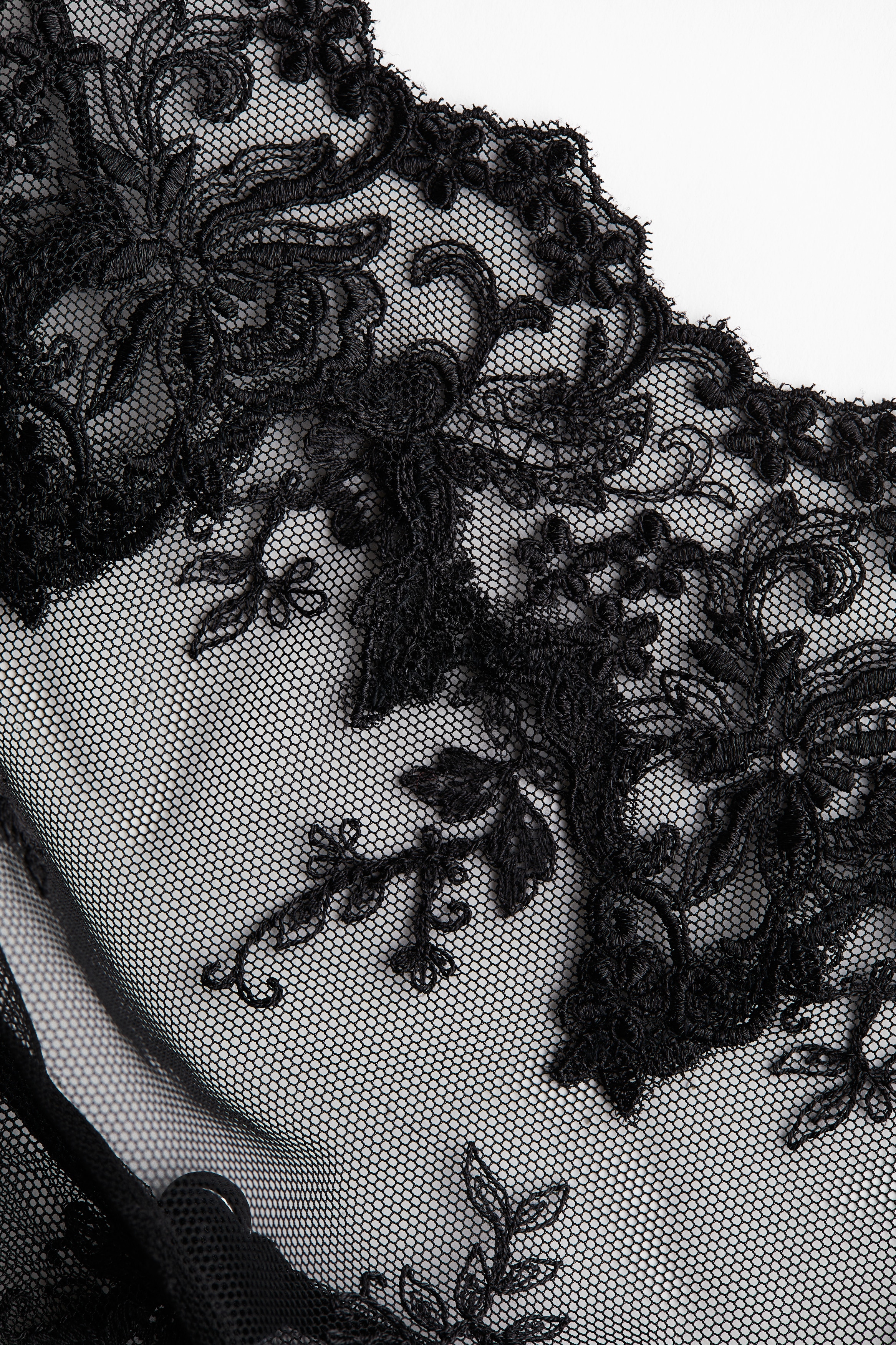 Embroidered mesh strappy top