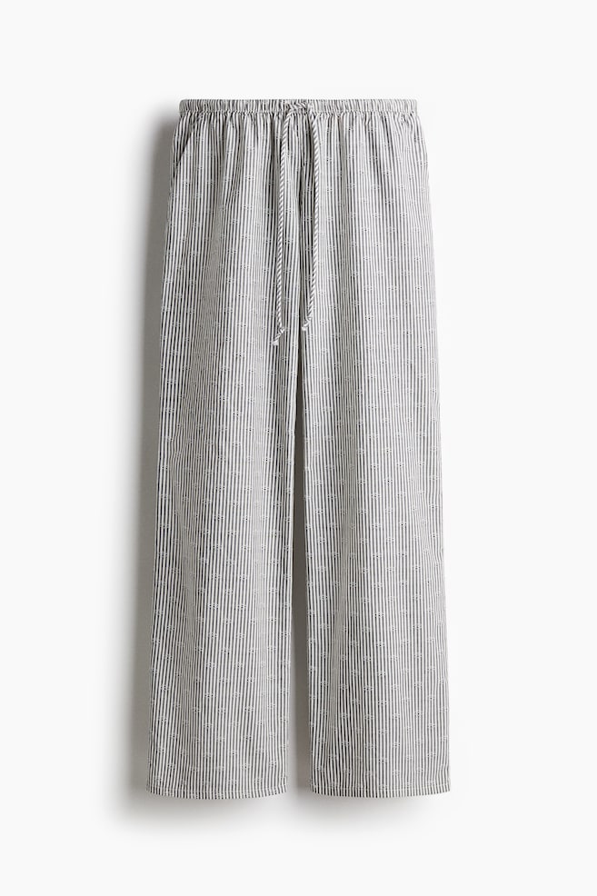Pantalón recto con cordón de ajuste - Blanco/Rayas negras - 1