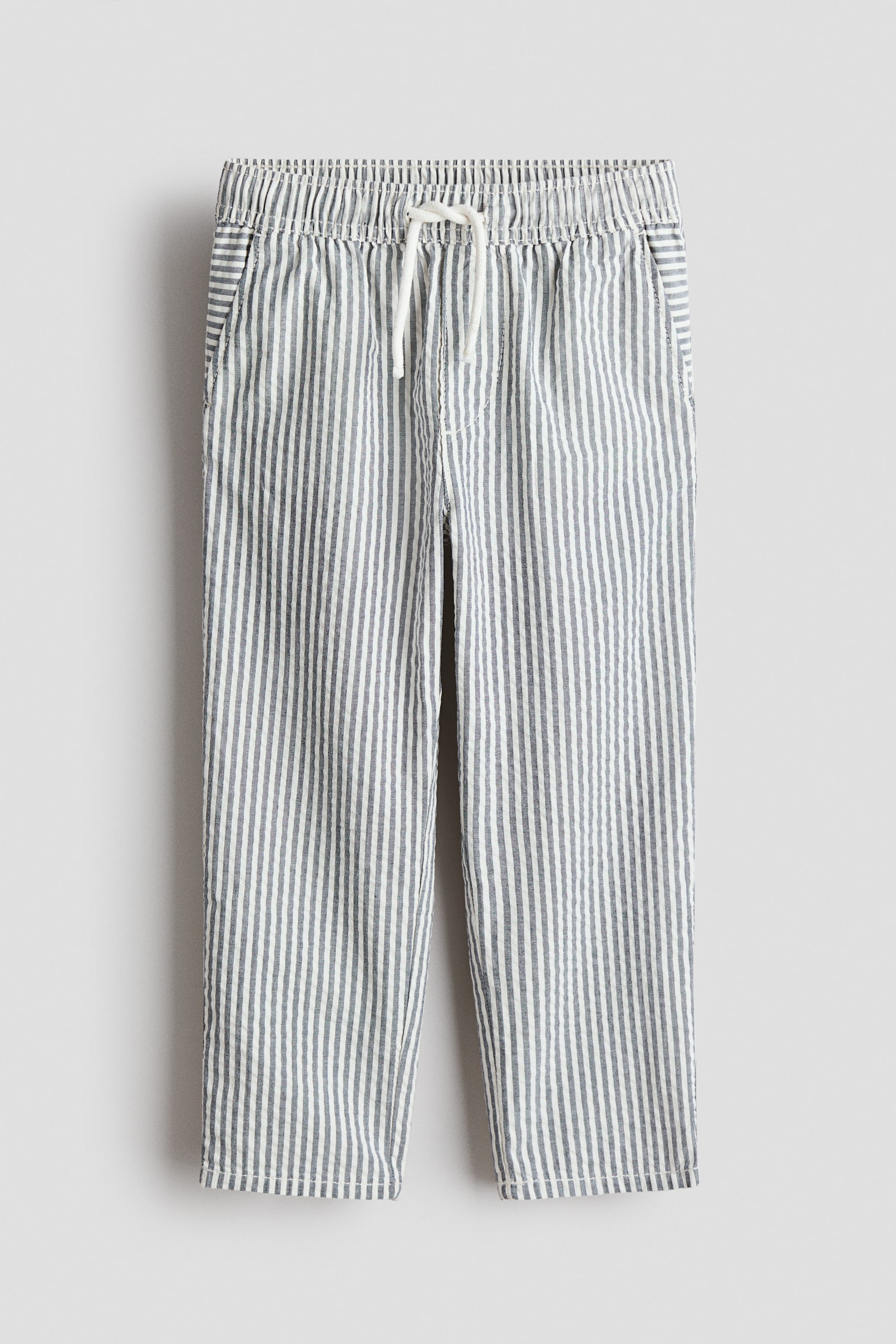 Pantalon en crépon de coton - Marine/rayures blanches/Gris foncé