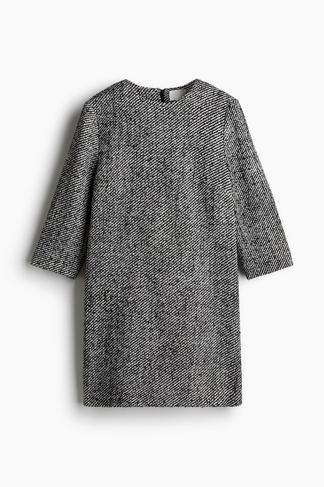 Vestido evasé en bouclé - Negro jaspeado - 1