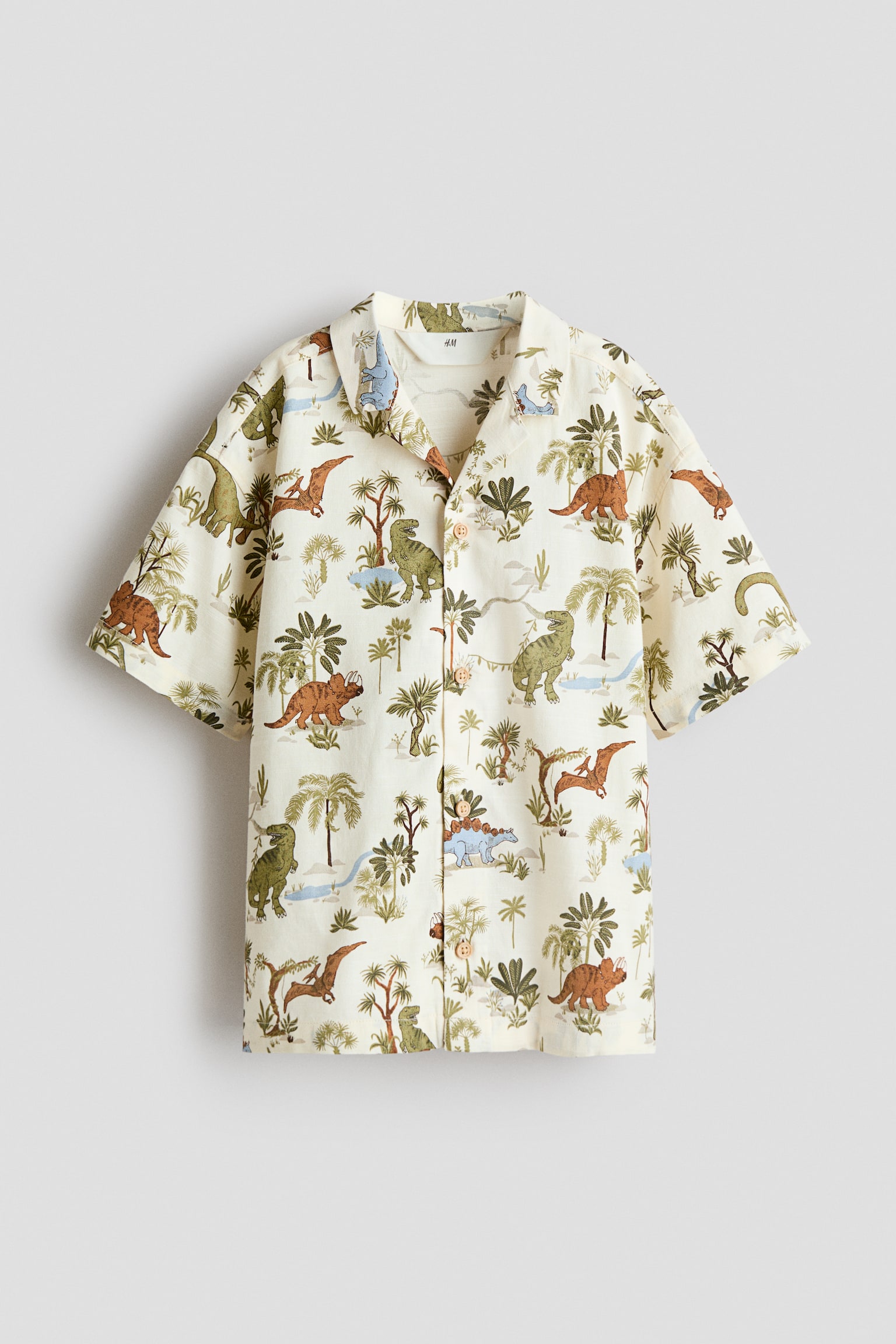 Patterned resort shirt - Cream/Dinosaurs - 2