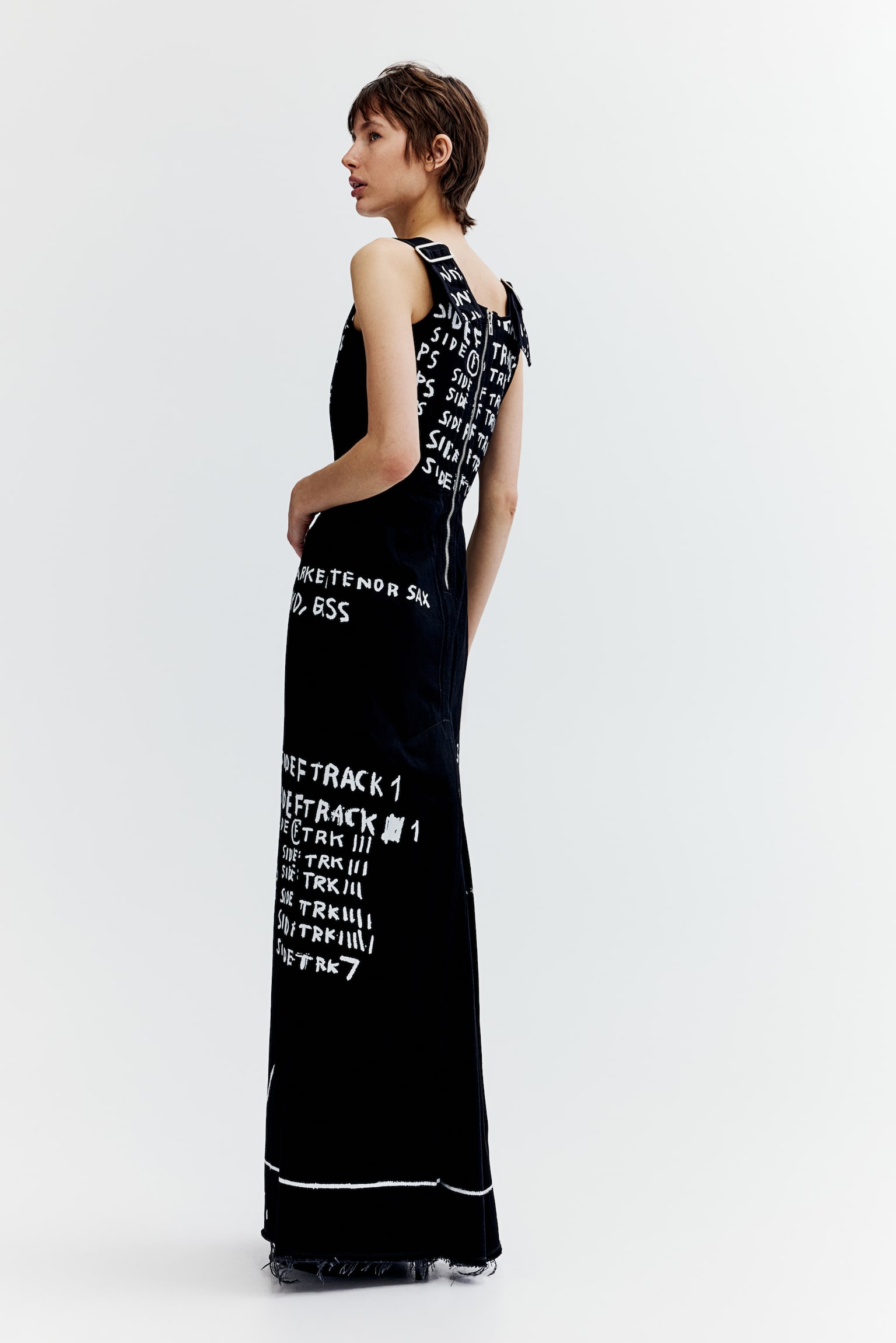 Long denim corset dress - Black/Basquiat - 8