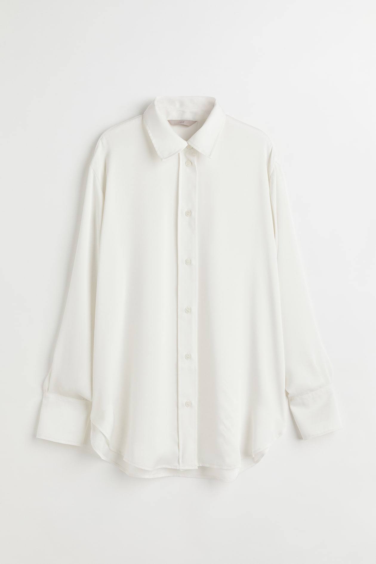 Shirt with a sheen - Long sleeve - Regular length - White - Ladies | H&M GB