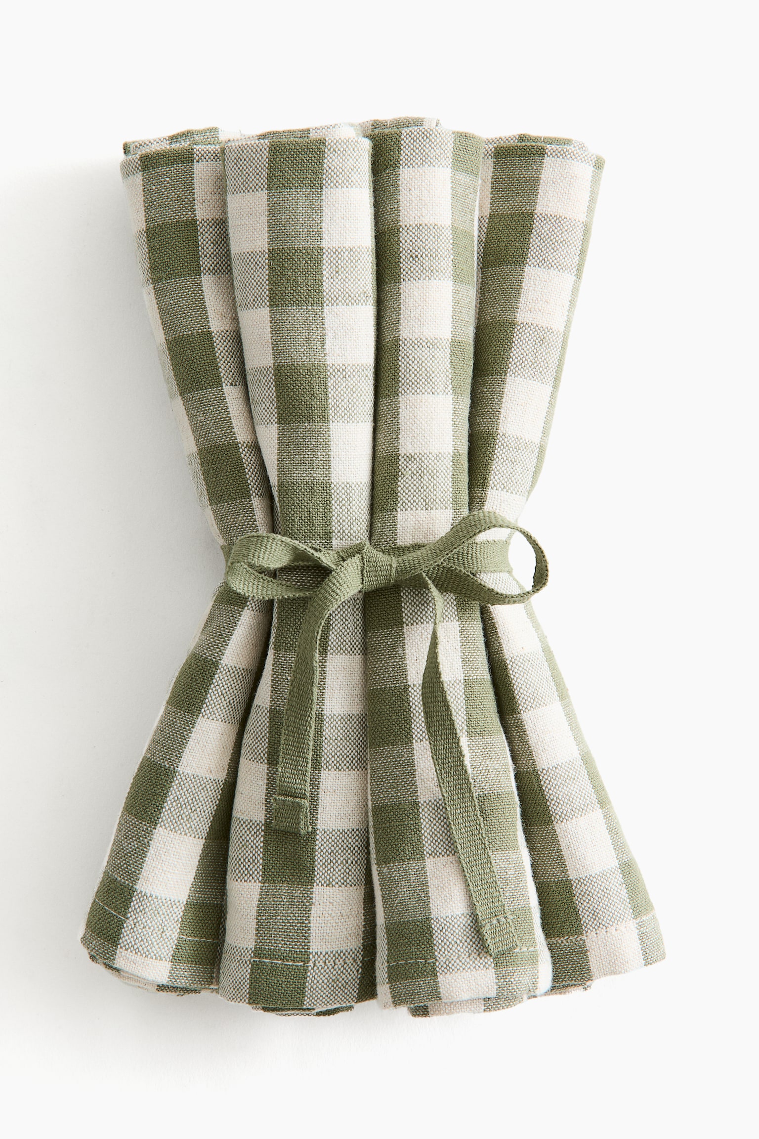 4-pack cotton napkins - Green/Gingham check/Dark grey/Striped/Green/Cream striped/Dark brown/Striped/Light pink/Striped/Beige/Gingham check/Dark brown/Gingham check/Terracotta/Gingham check/Terracotta/Striped/Light pink/Gingham check/Beige/Striped - 1