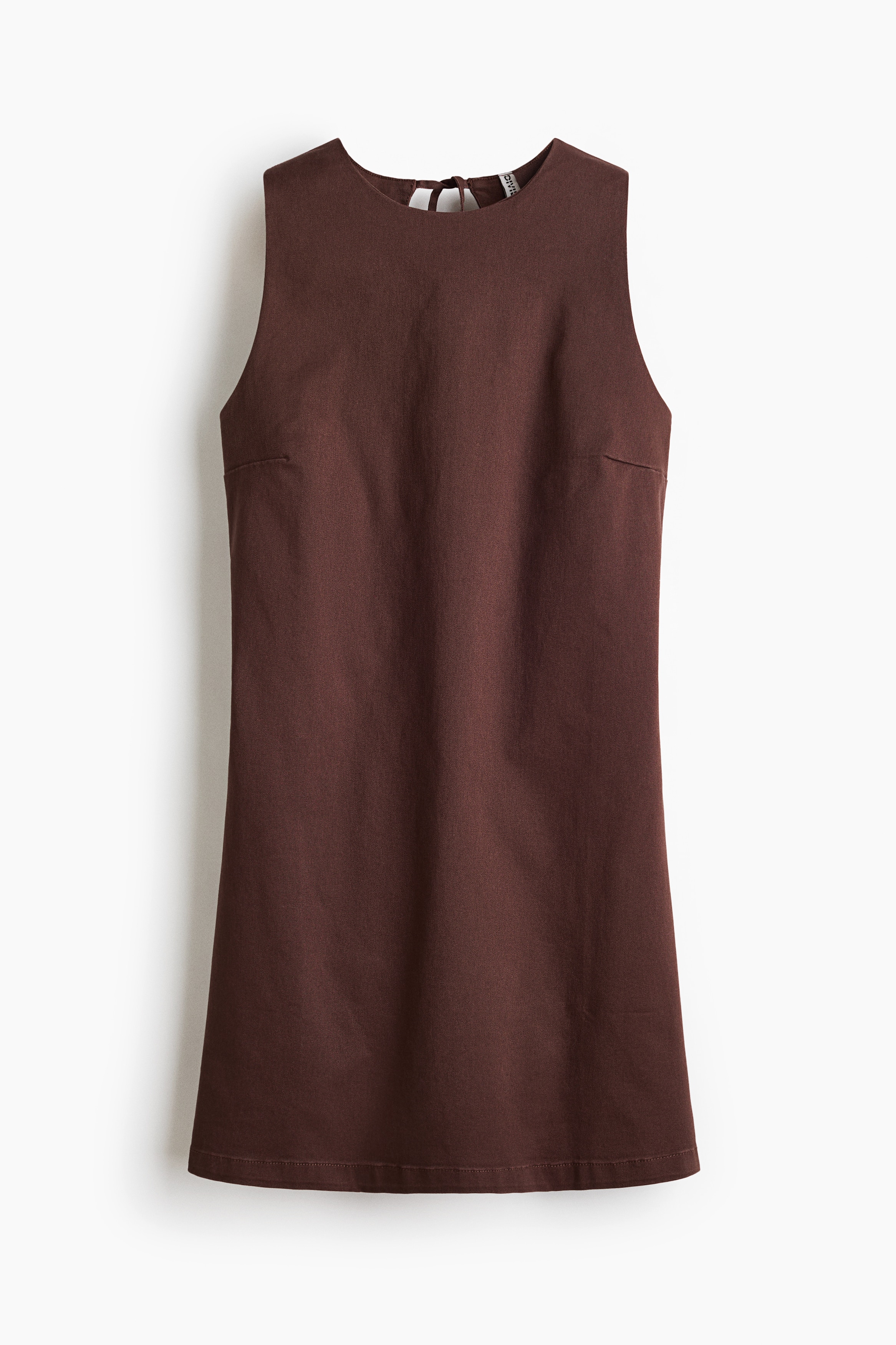 Open-back twill dress - Dark brown/Cream/Light beige/Patterned