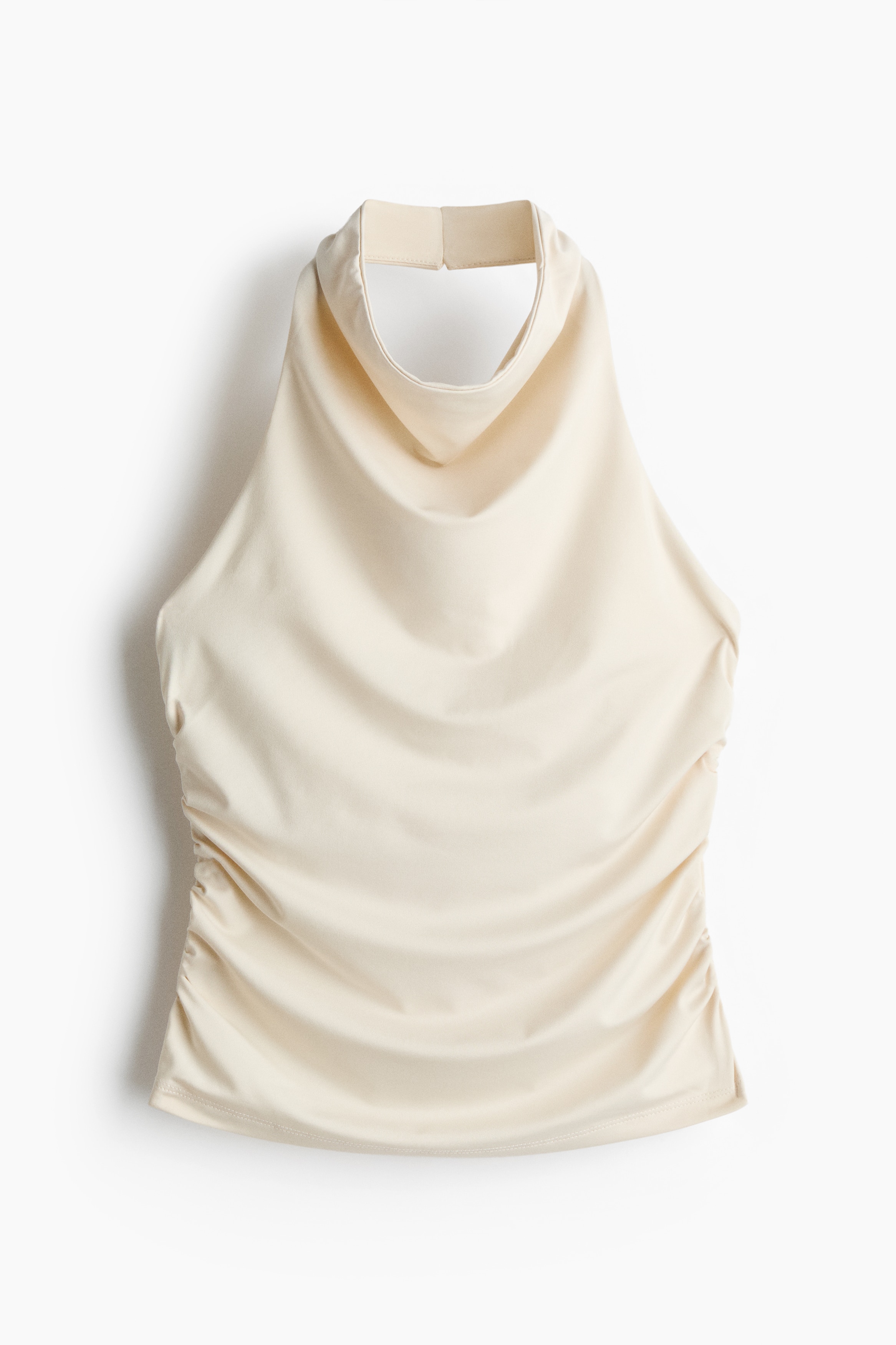 Gathered halterneck top - Light beige/Black